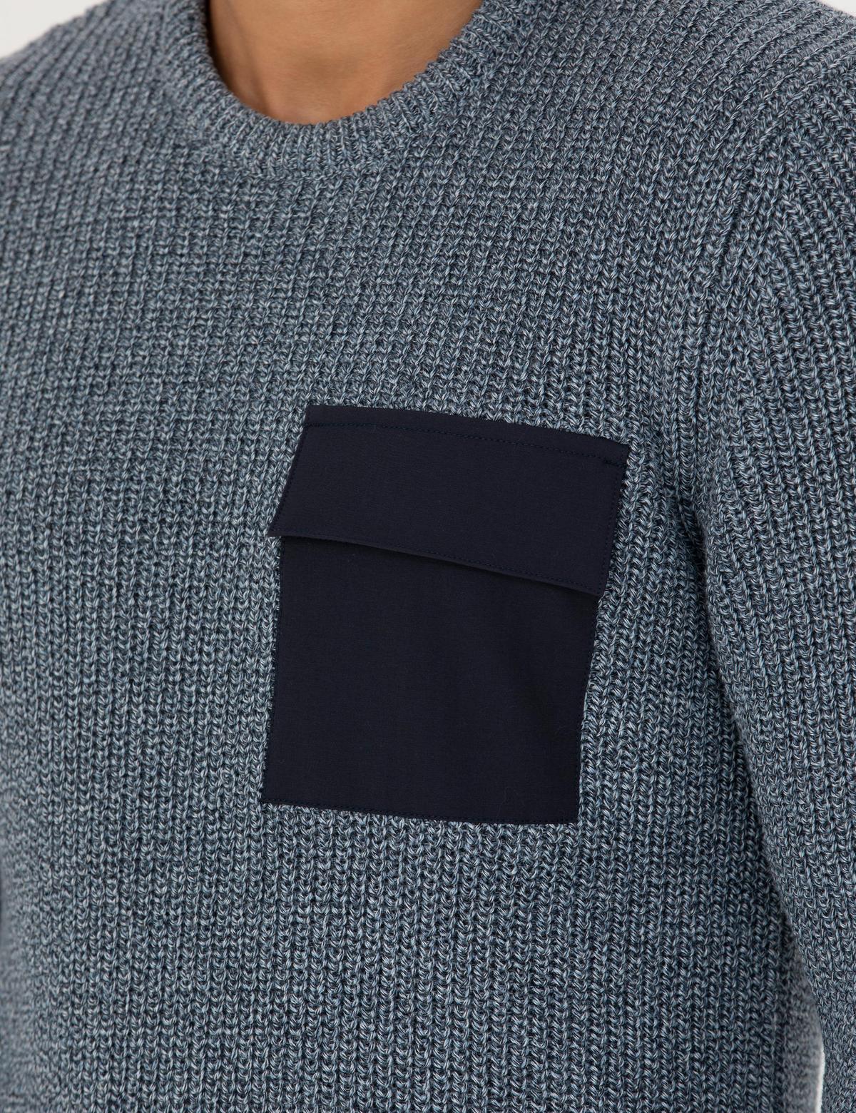 Lacivert Slim Fit Bisiklet Yaka Triko Kazak - 50260316001