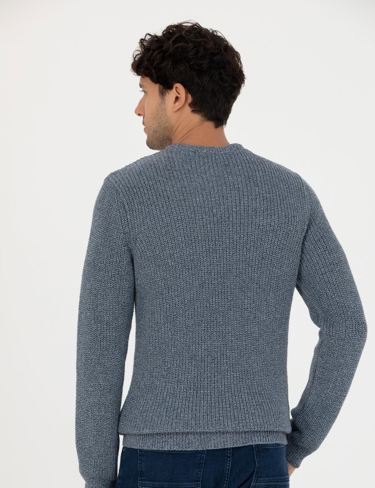 Lacivert Slim Fit Bisiklet Yaka Triko Kazak - 50260316001