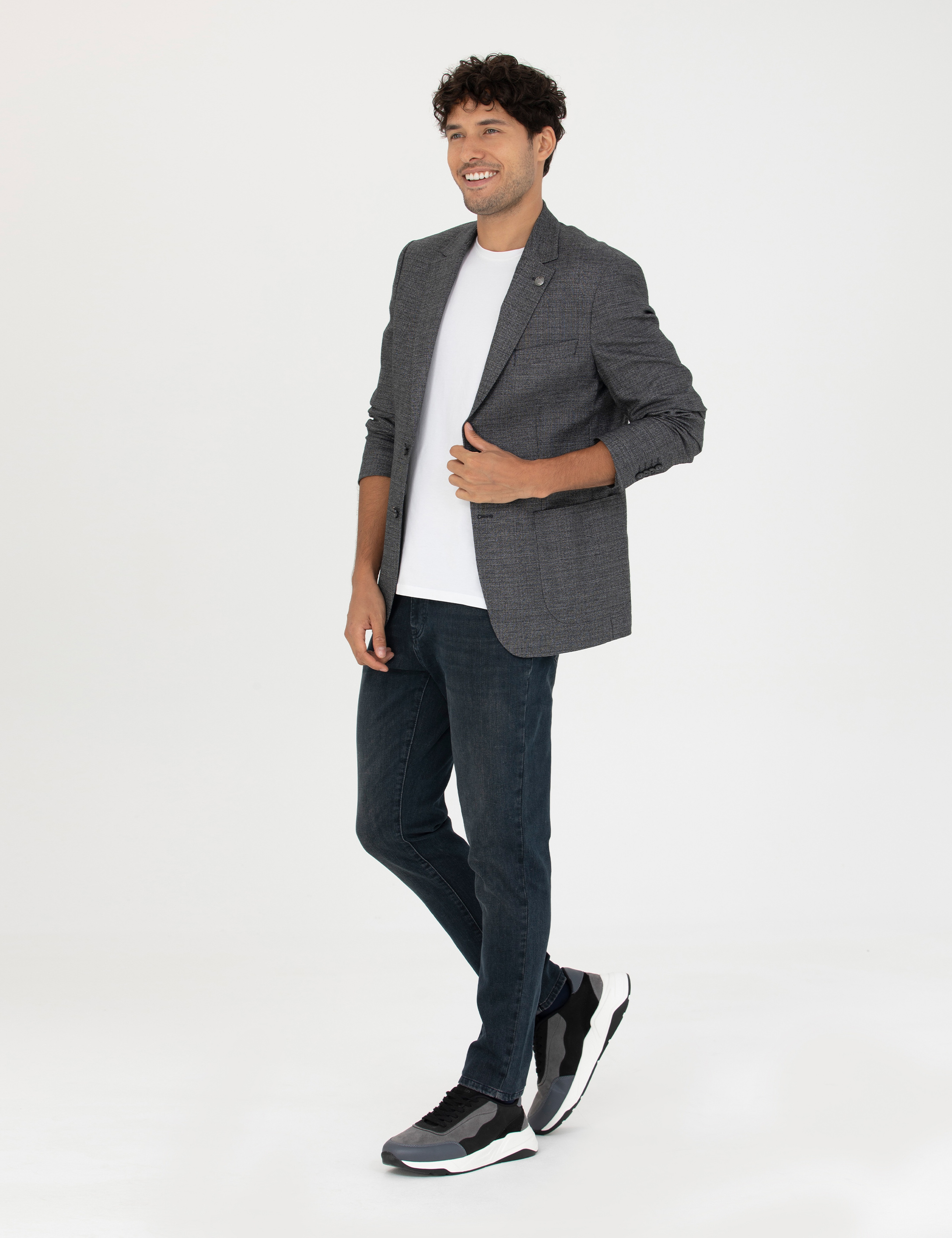 Füme Slim Fit Keten Karışımlı Blazer Ceket