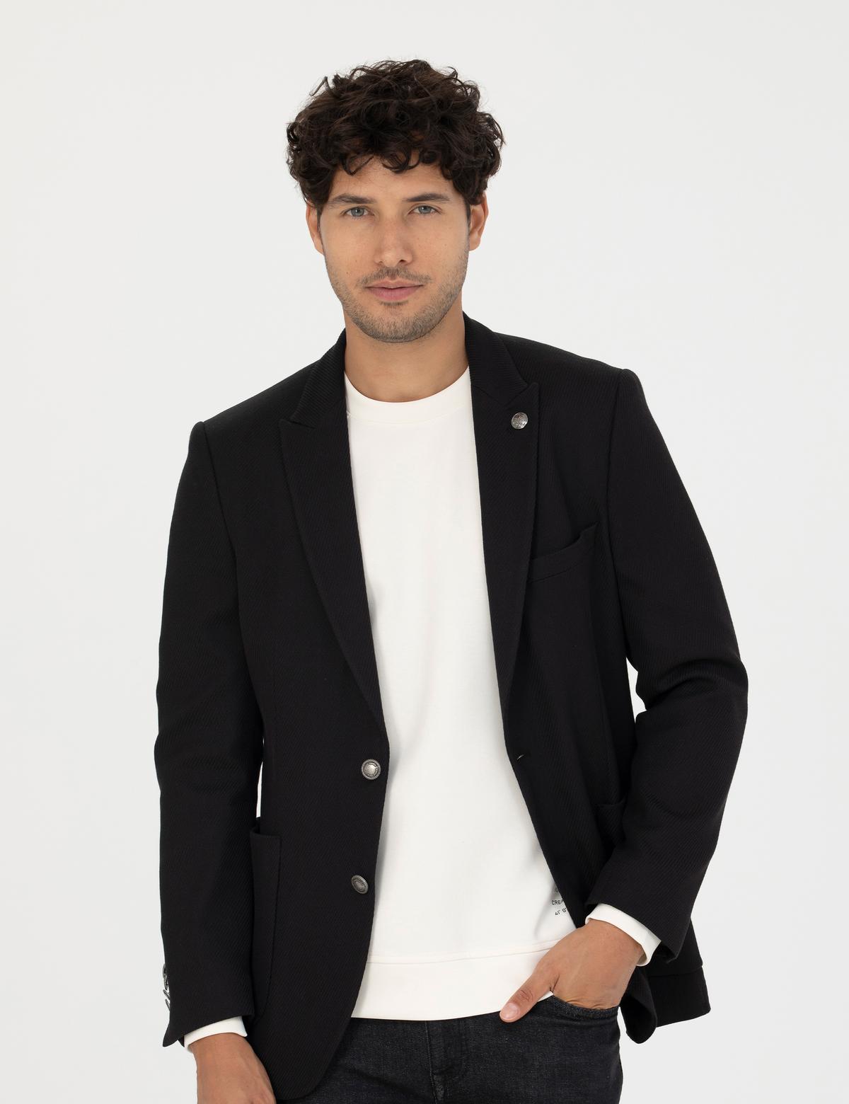 Siyah Ekstra Slim Fit Blazer Ceket