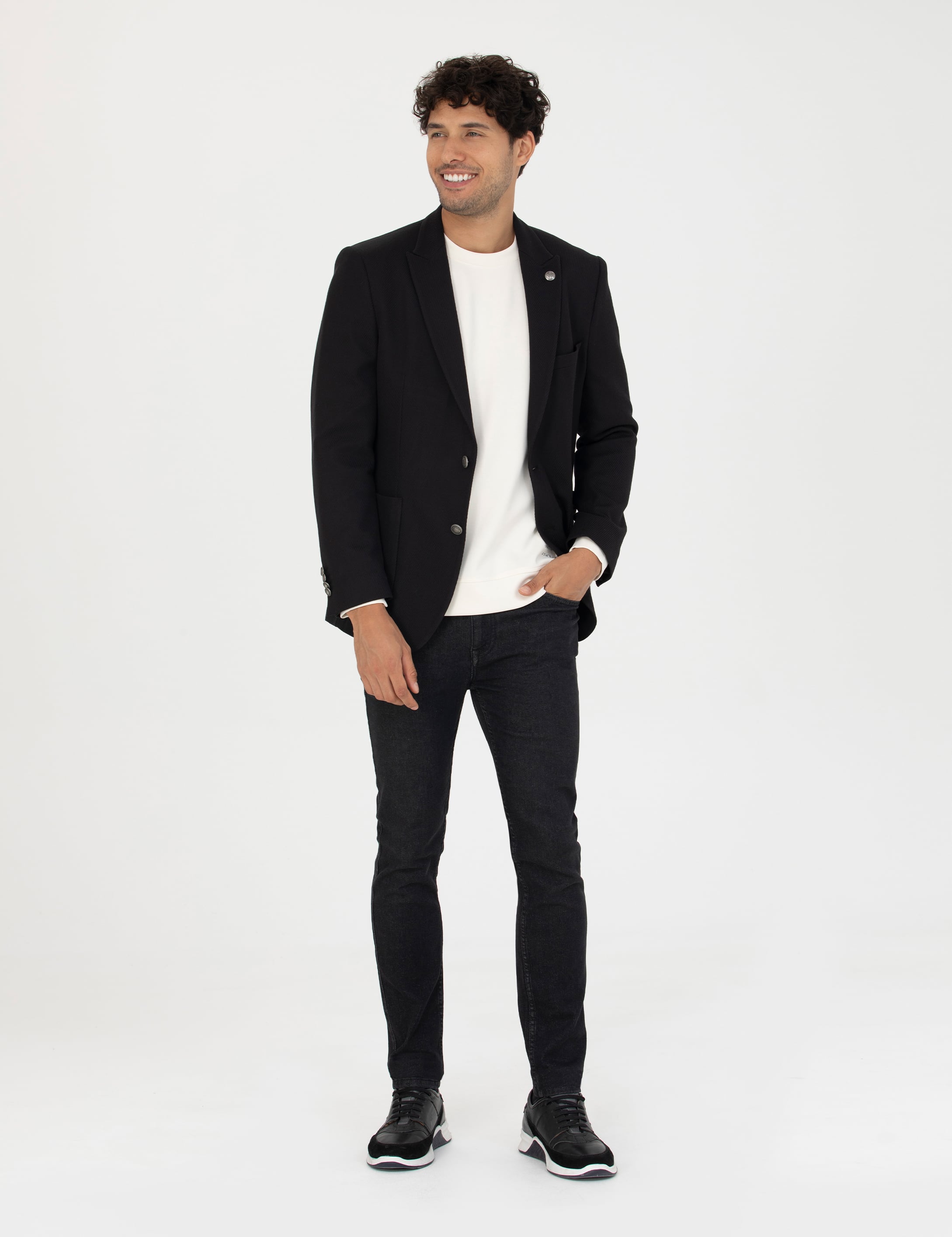 Siyah Ekstra Slim Fit Blazer Ceket - Image 4