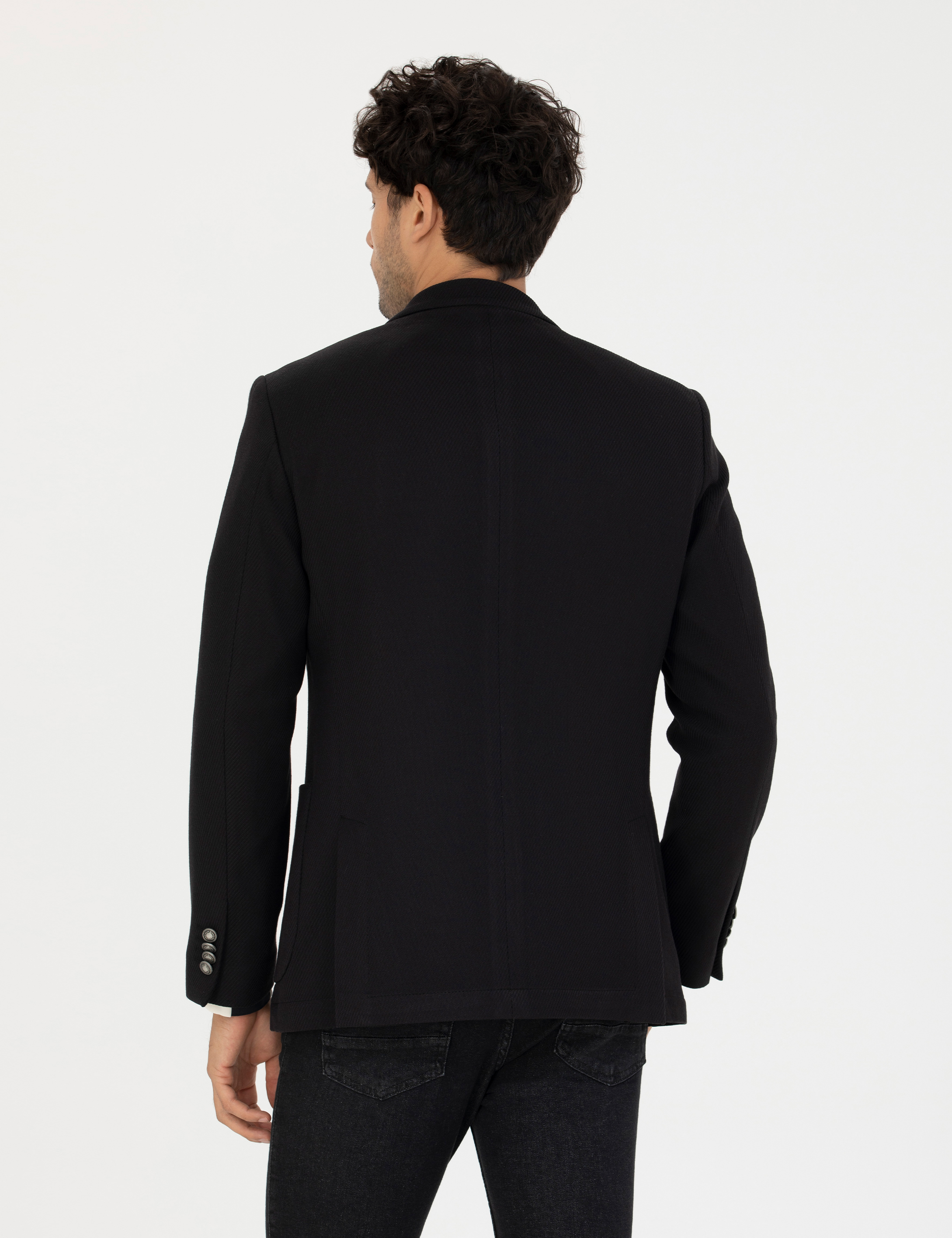 Siyah Ekstra Slim Fit Blazer Ceket - Image 5
