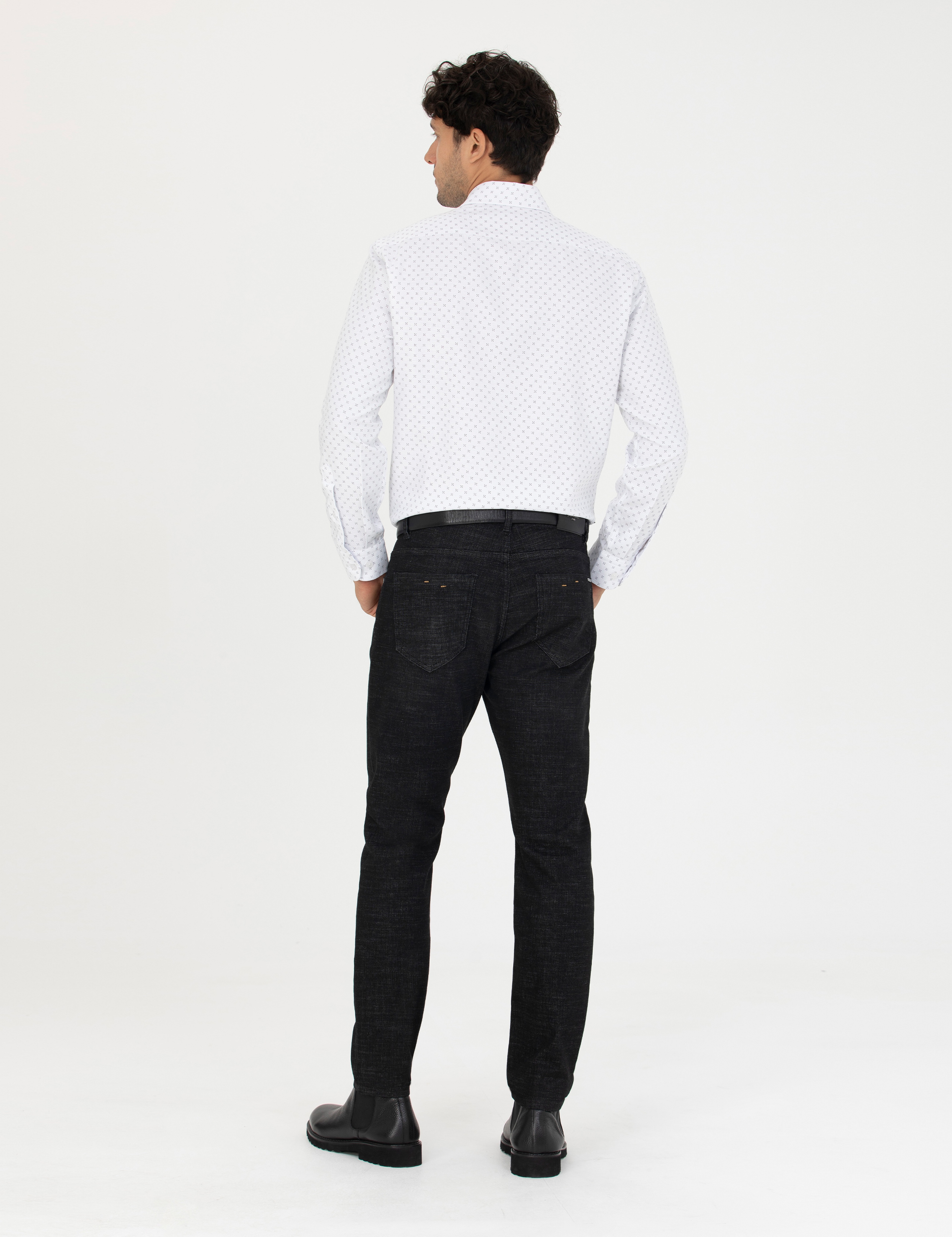 Siyah Slim Fit Jean Pantolon - Image 4