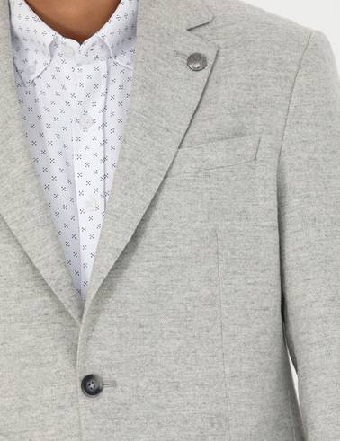 Açık Gri Yün Karışımlı Slim Fit Ceket