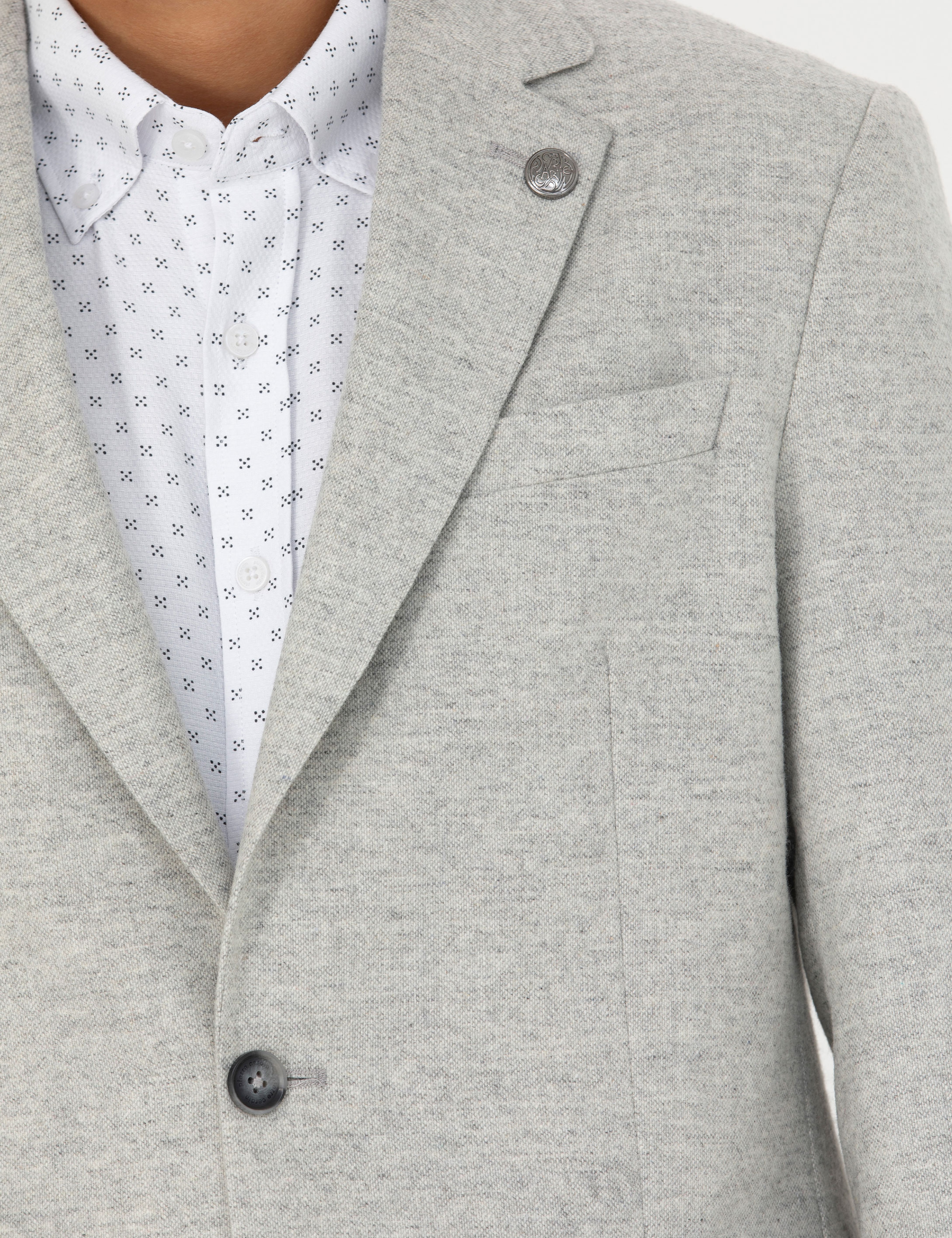 Açık Gri Yün Karışımlı Slim Fit Ceket - Image 7