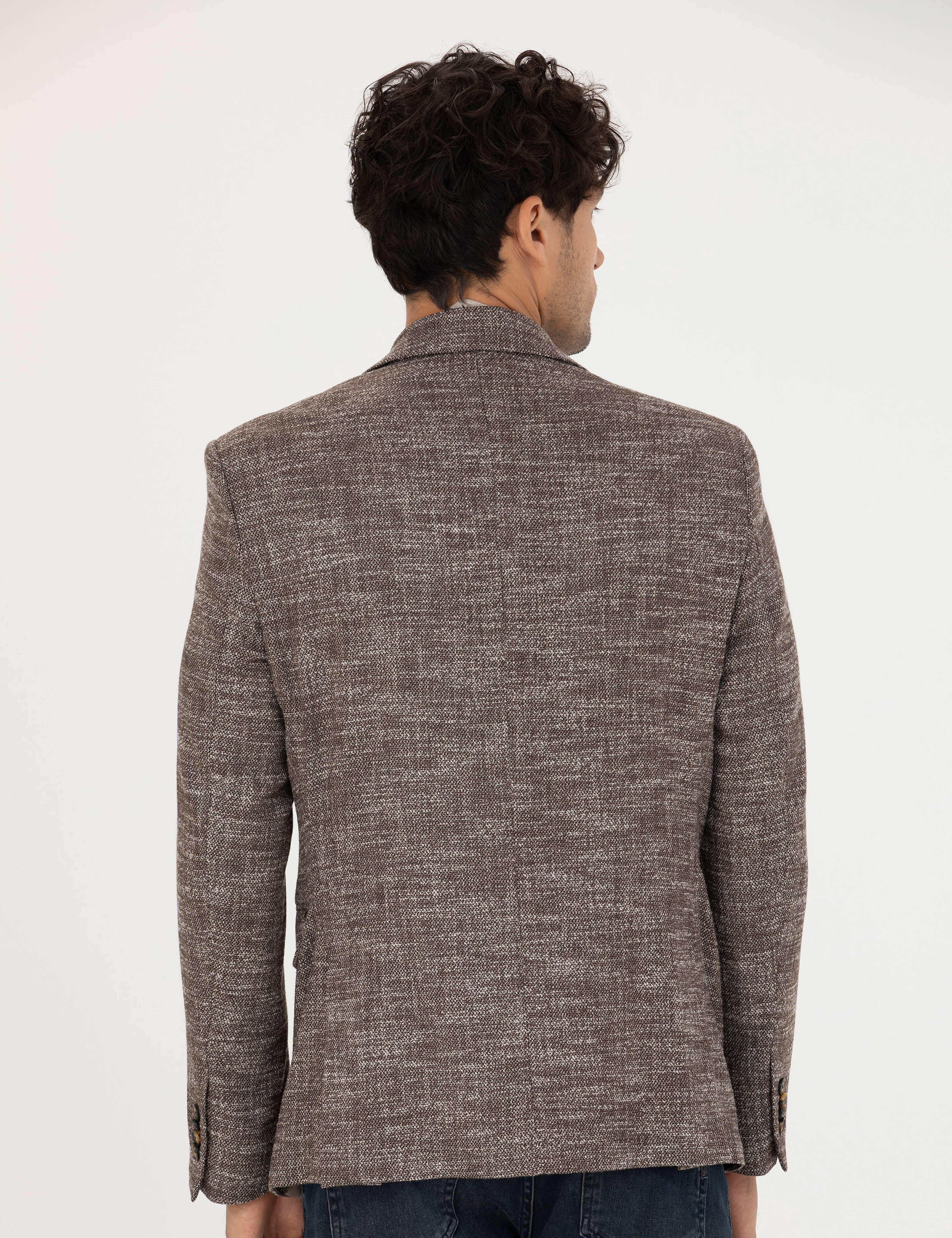 Kahverengi Slim Fit Yün Karışımlı Ceket