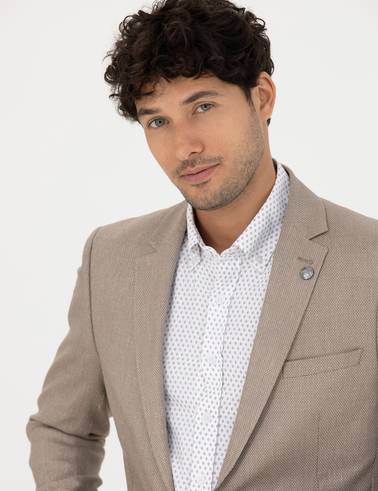Açık Kahverengi Ekstra Slim Fit Spor Ceket