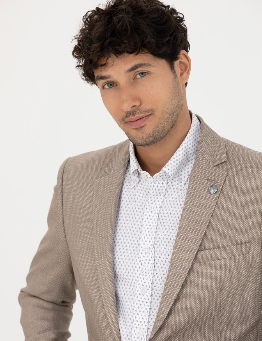 Açık Kahverengi Ekstra Slim Fit Spor Ceket