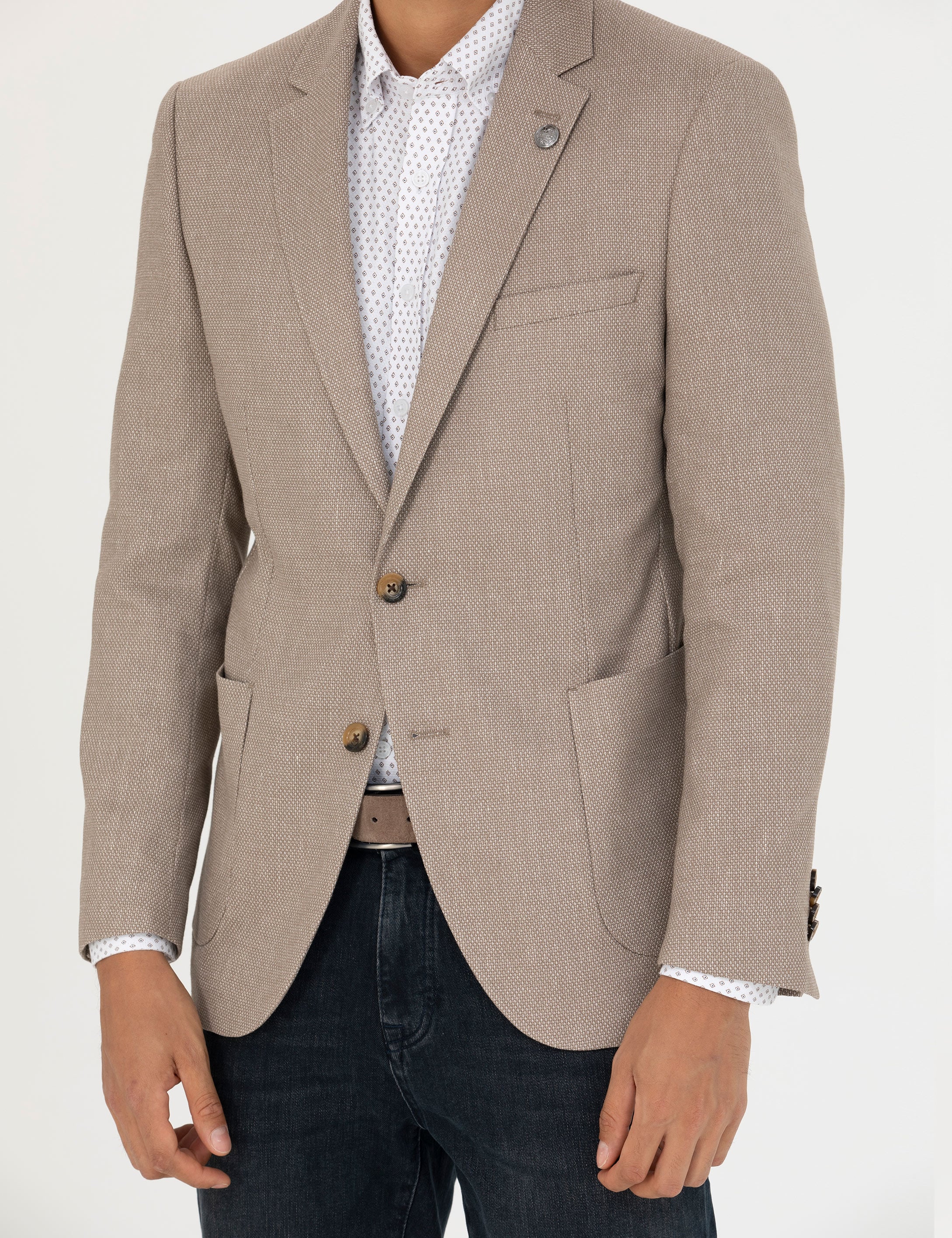 Açık Kahverengi Ekstra Slim Fit Spor Ceket
