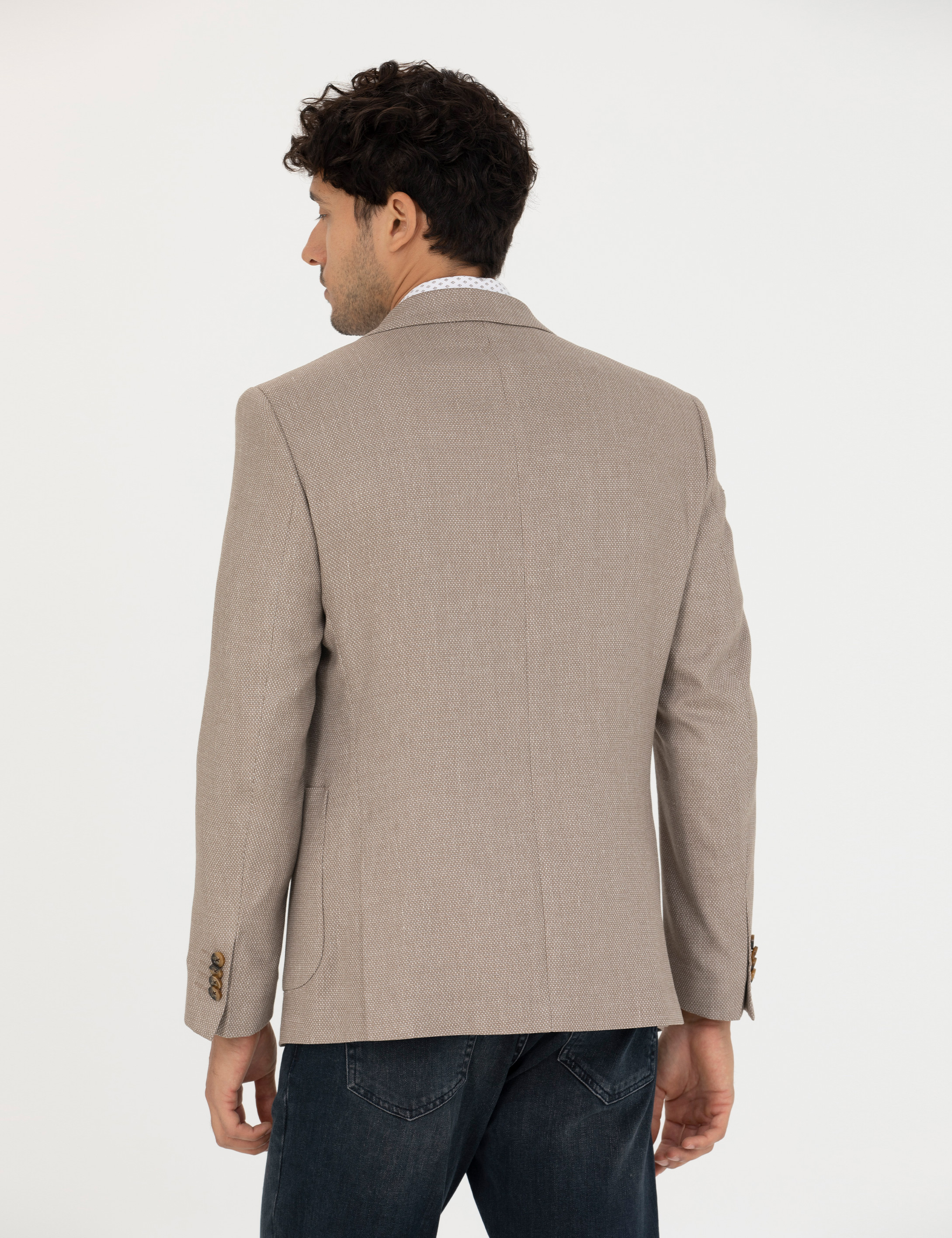 Açık Kahverengi Ekstra Slim Fit Spor Ceket - Image 5