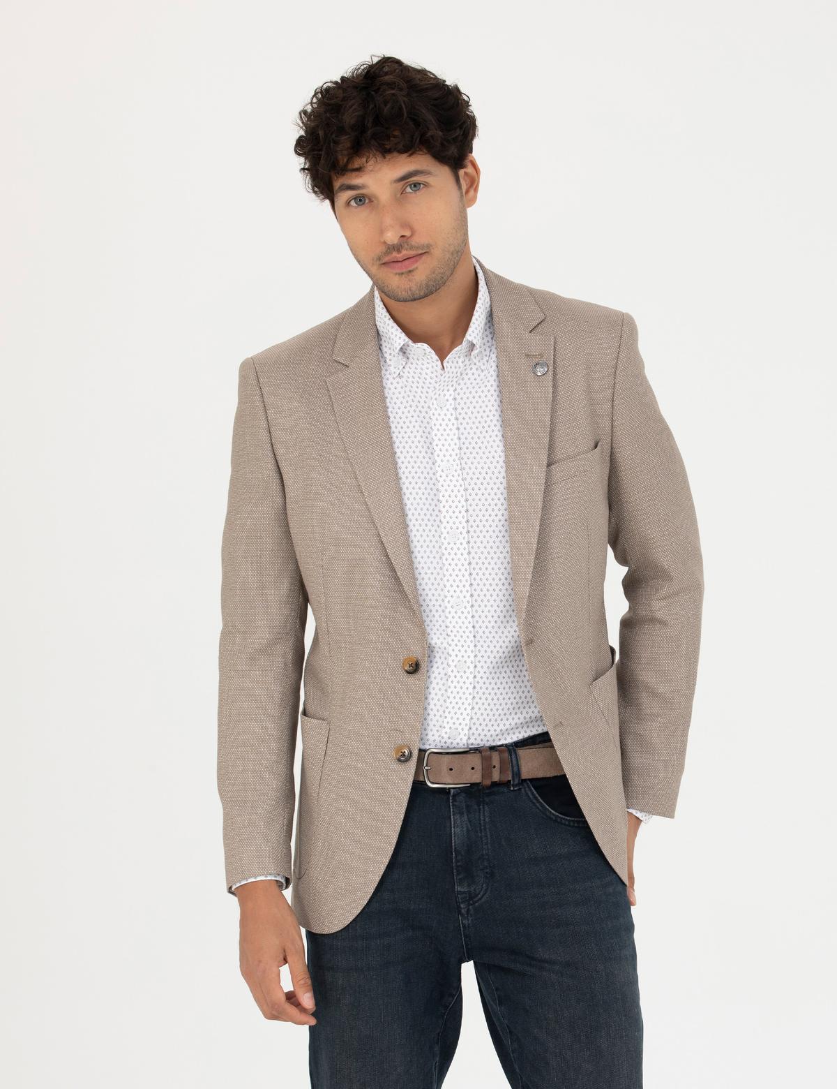 Açık Kahverengi Ekstra Slim Fit Spor Ceket