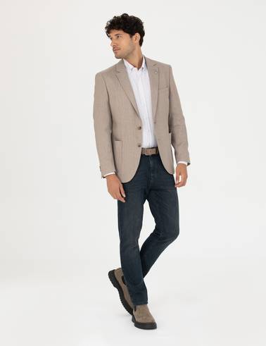 Açık Kahverengi Ekstra Slim Fit Spor Ceket