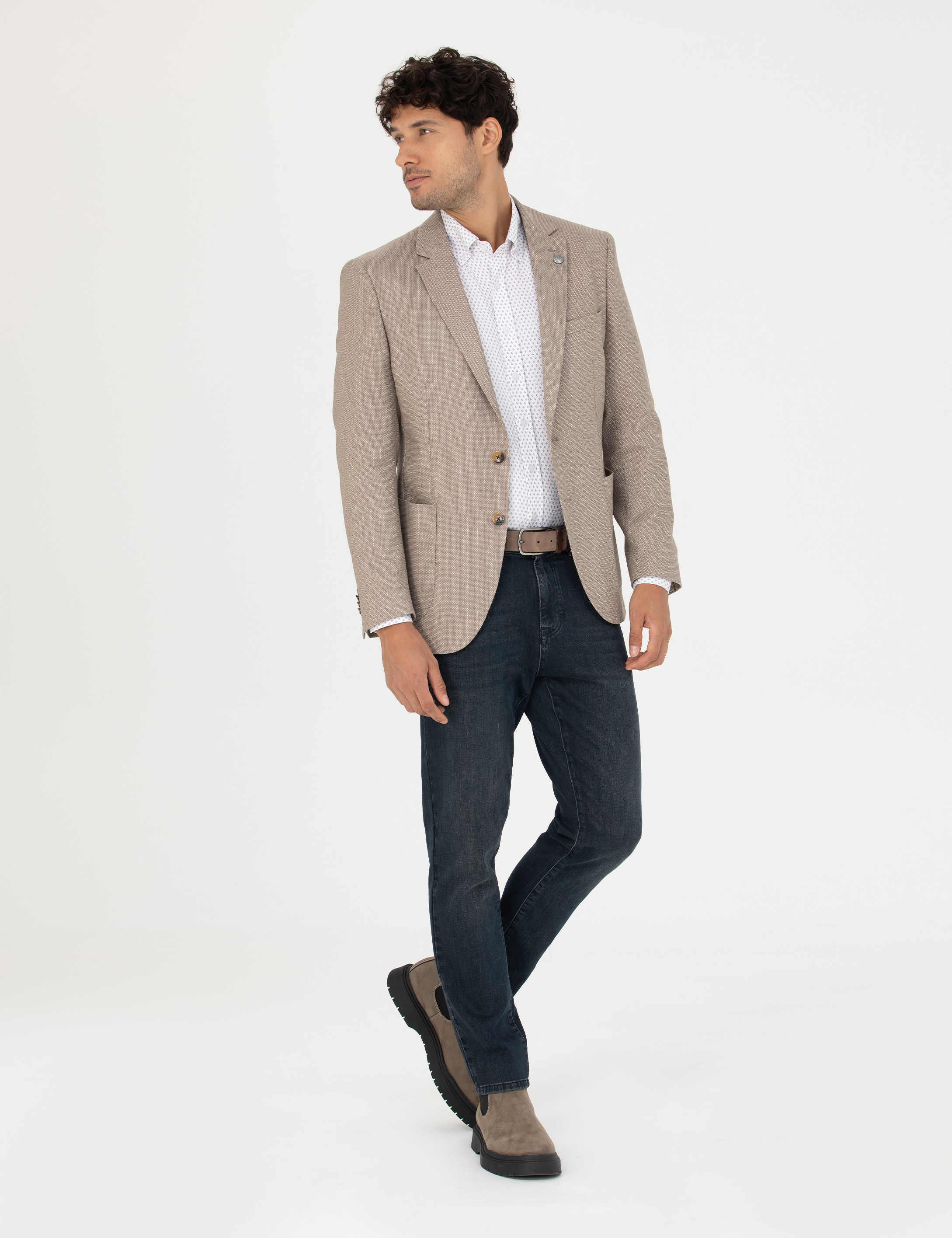 Açık Kahverengi Ekstra Slim Fit Spor Ceket - Image 4