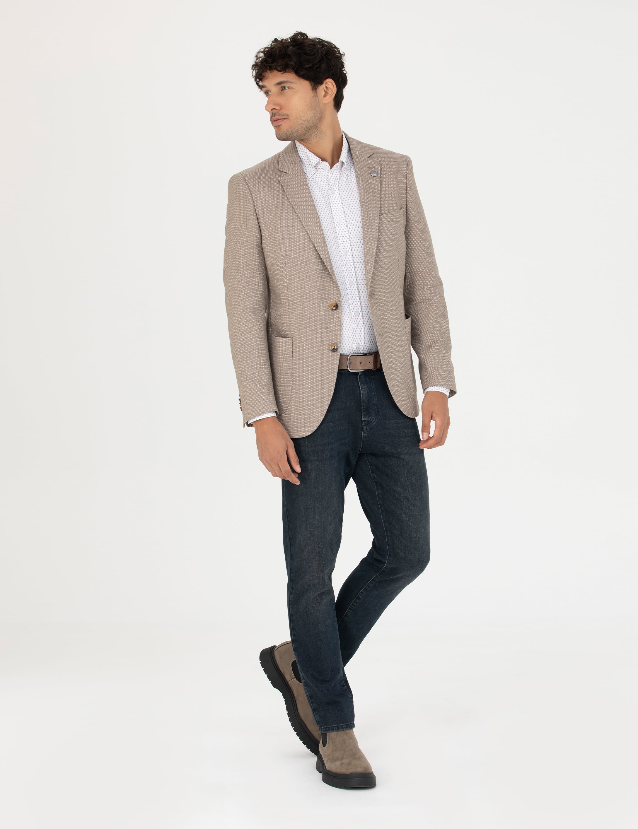 Açık Kahverengi Ekstra Slim Fit Spor Ceket