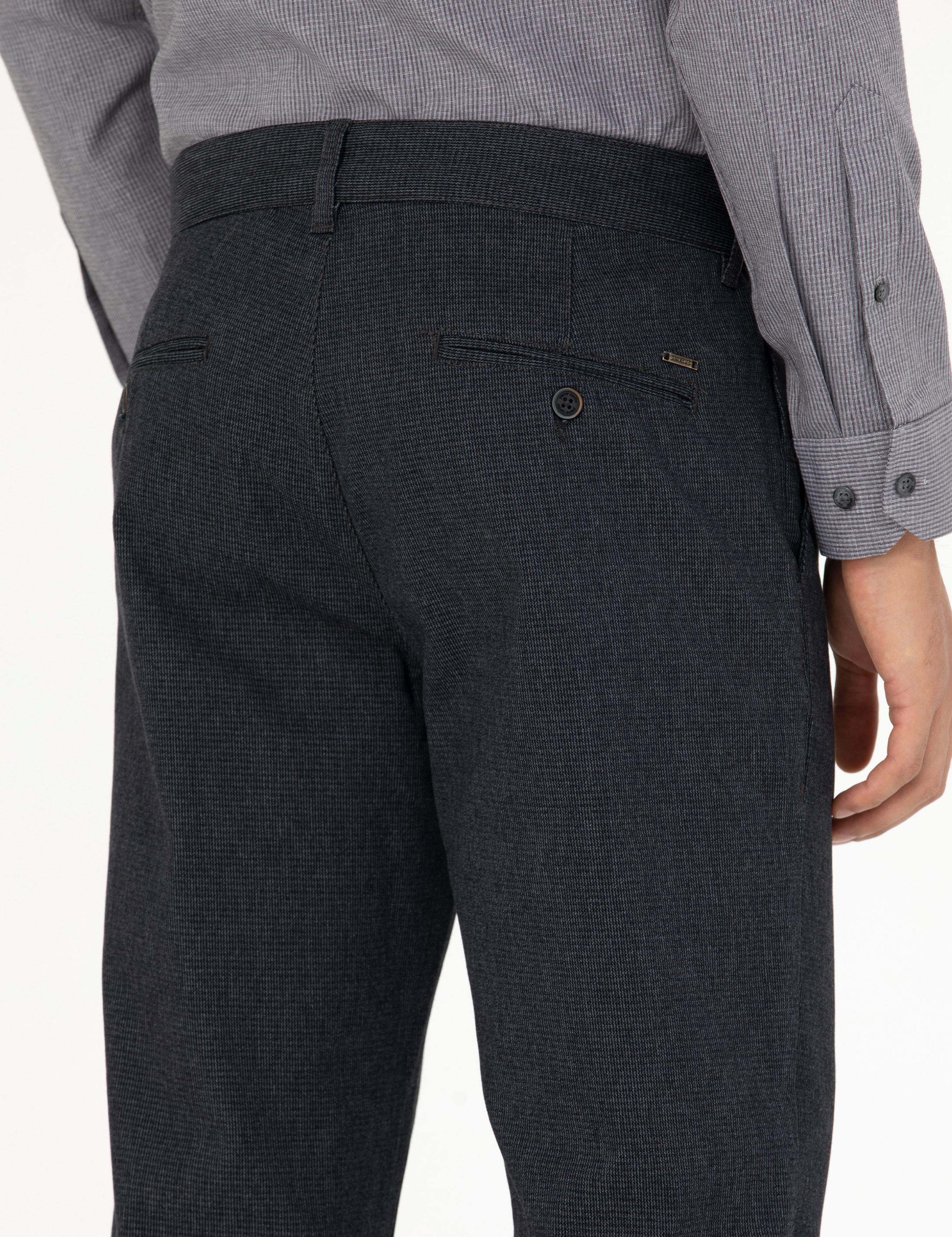 Lacivert Slim Fit Kanvas Pantolon