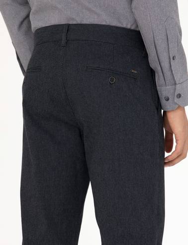 Lacivert Slim Fit Kanvas Pantolon