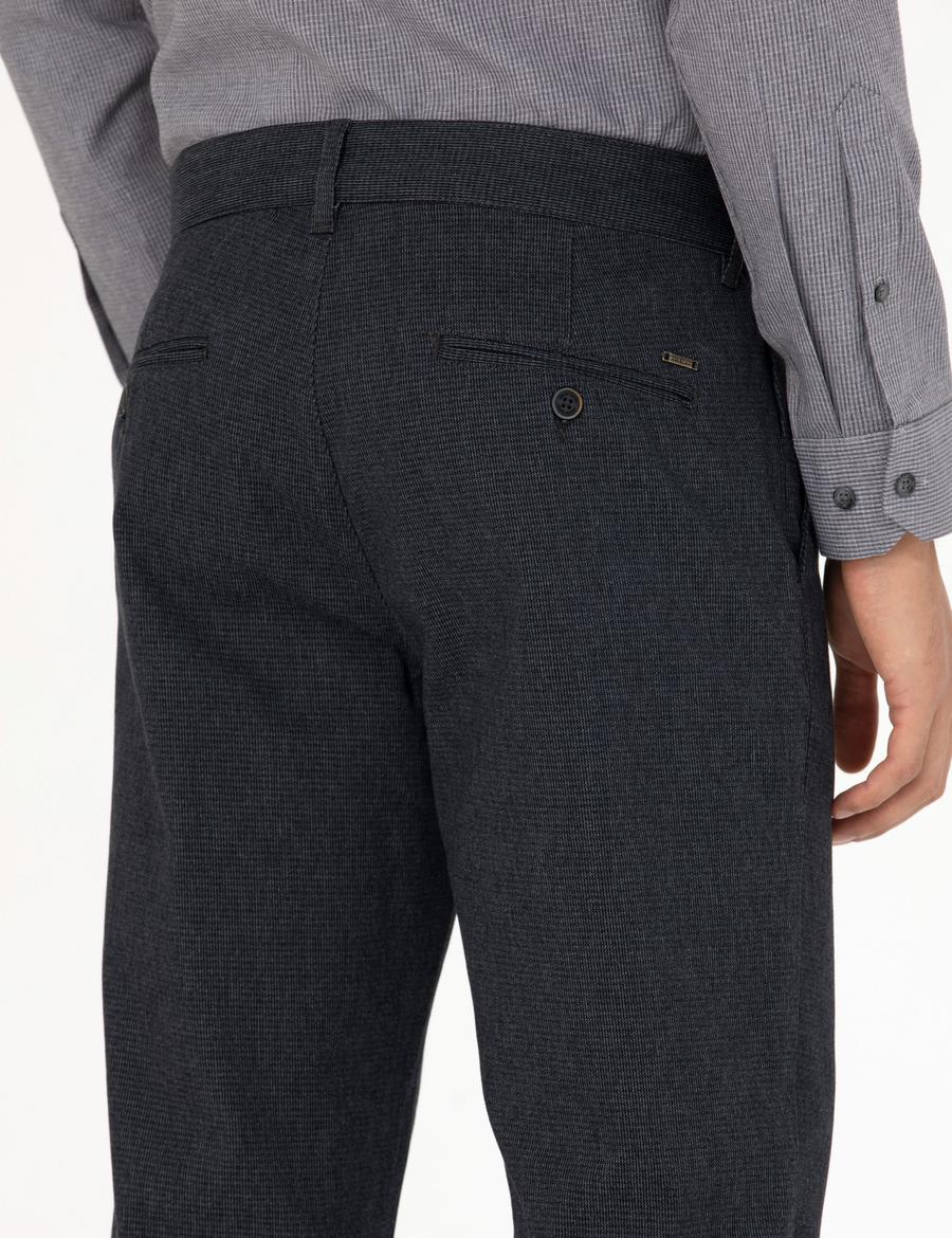 Lacivert Slim Fit Kanvas Pantolon