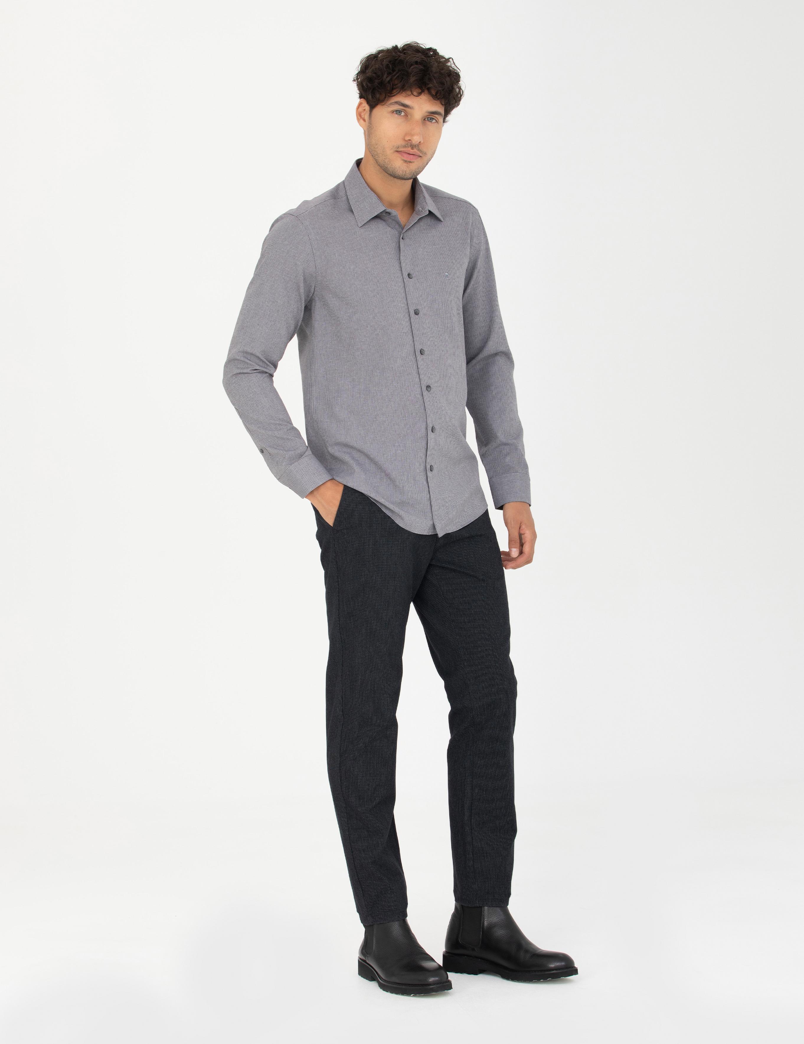 Lacivert Slim Fit Kanvas Pantolon