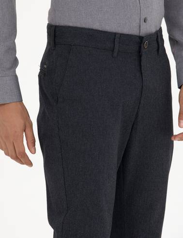 Lacivert Slim Fit Kanvas Pantolon