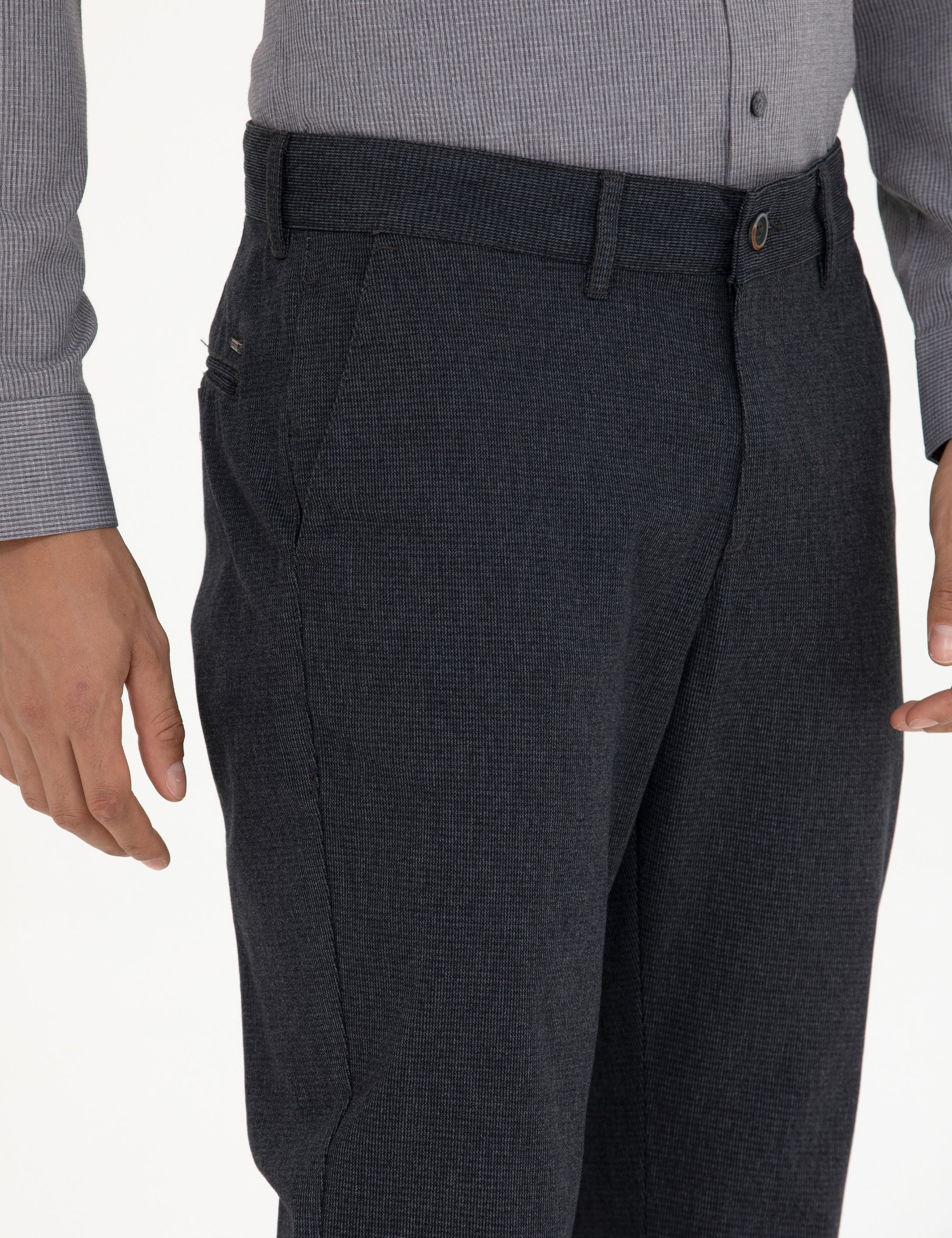 Lacivert Slim Fit Kanvas Pantolon