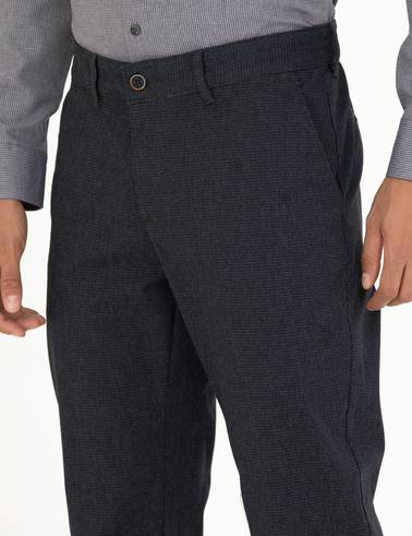 Lacivert Slim Fit Kanvas Pantolon