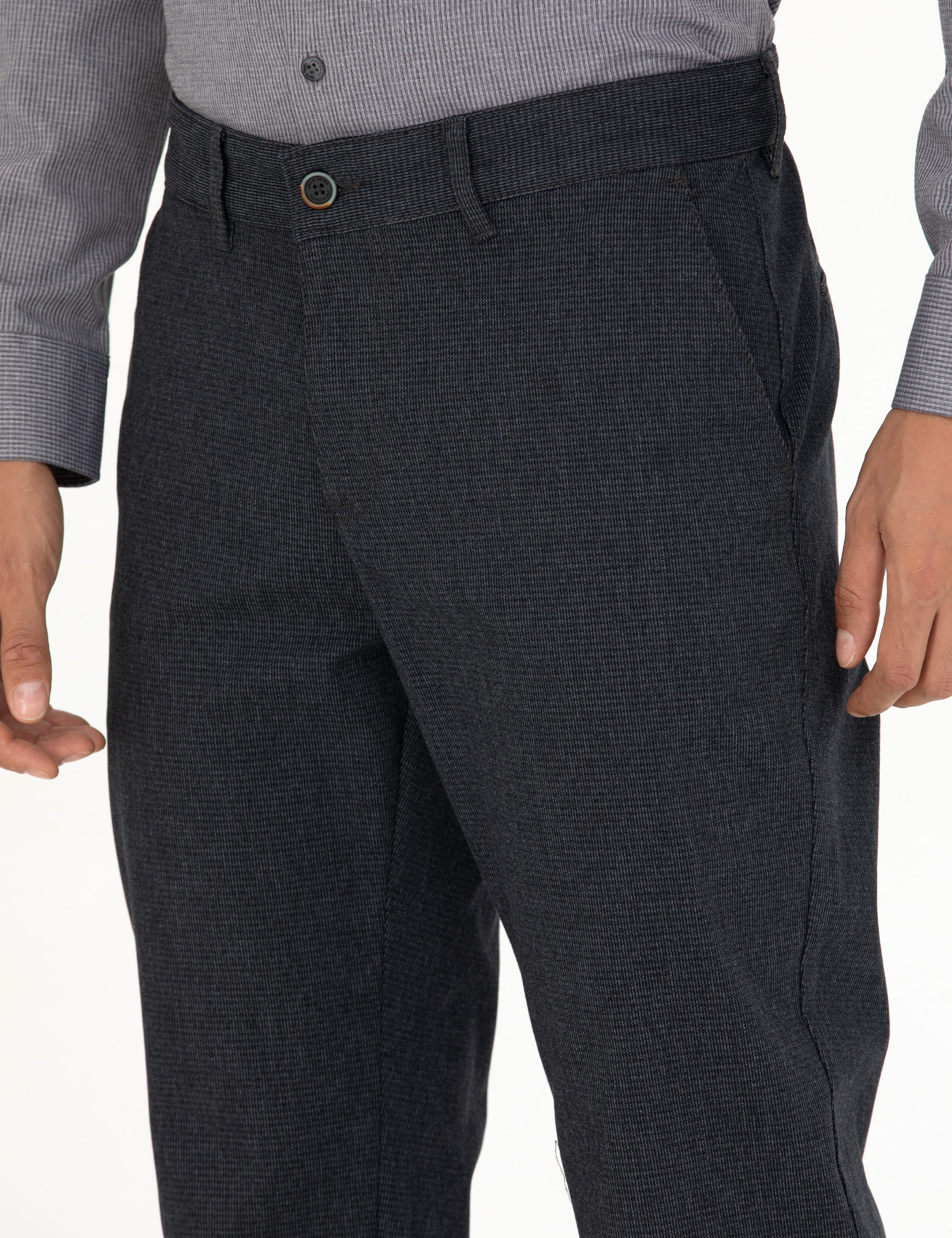 Lacivert Slim Fit Kanvas Pantolon