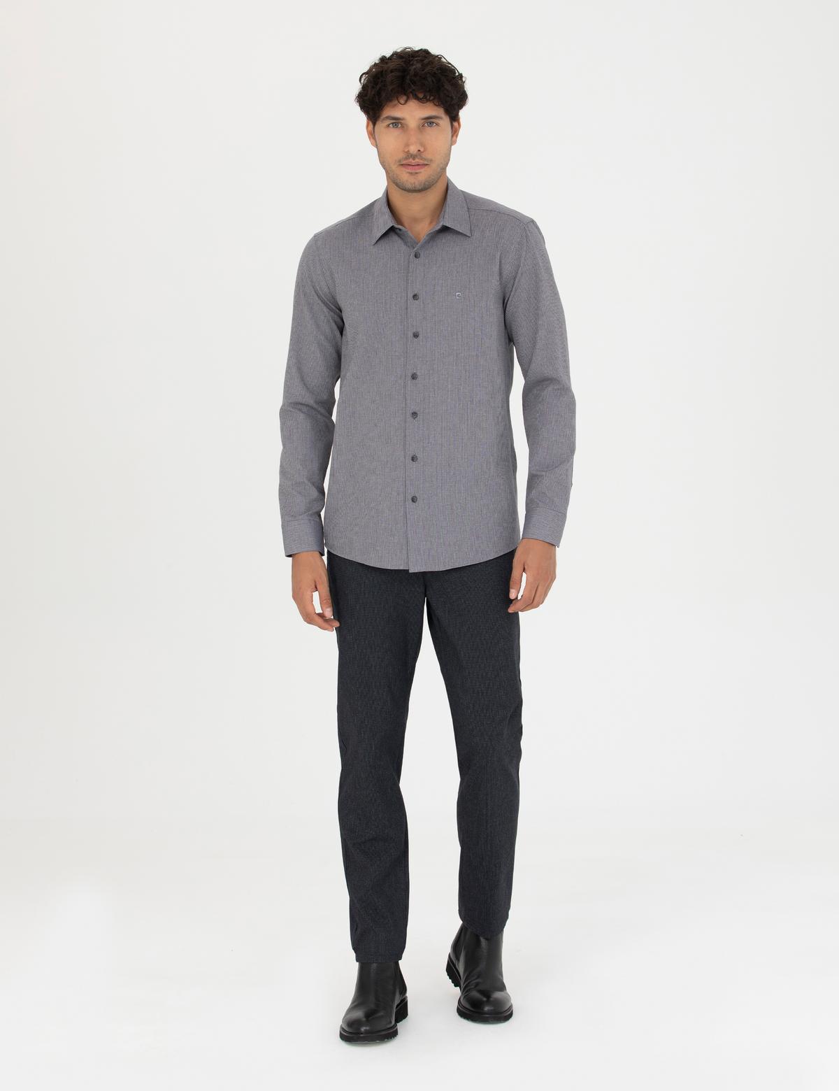 Lacivert Slim Fit Kanvas Pantolon