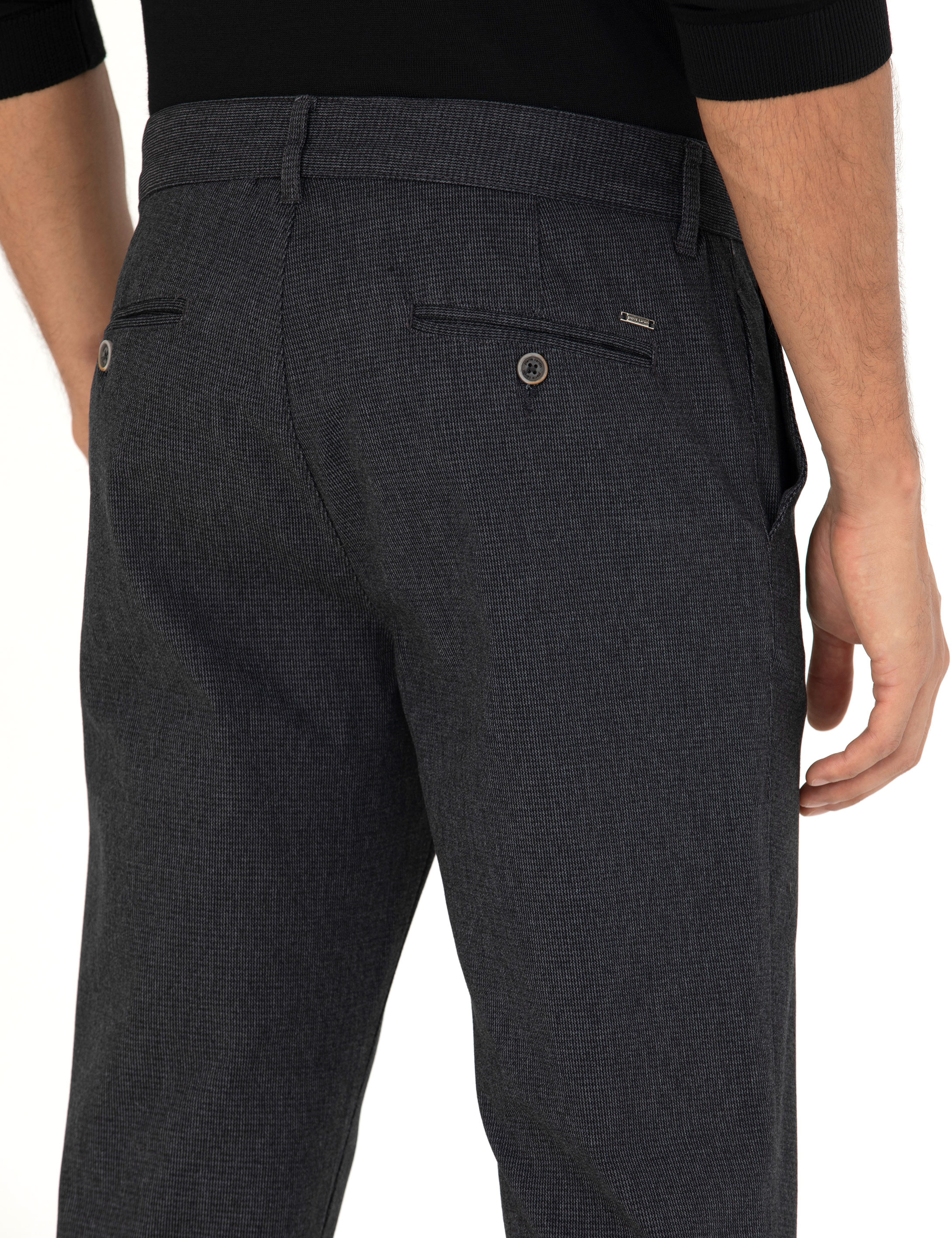 Siyah Slim Fit Kanvas Pantolon - Image 7