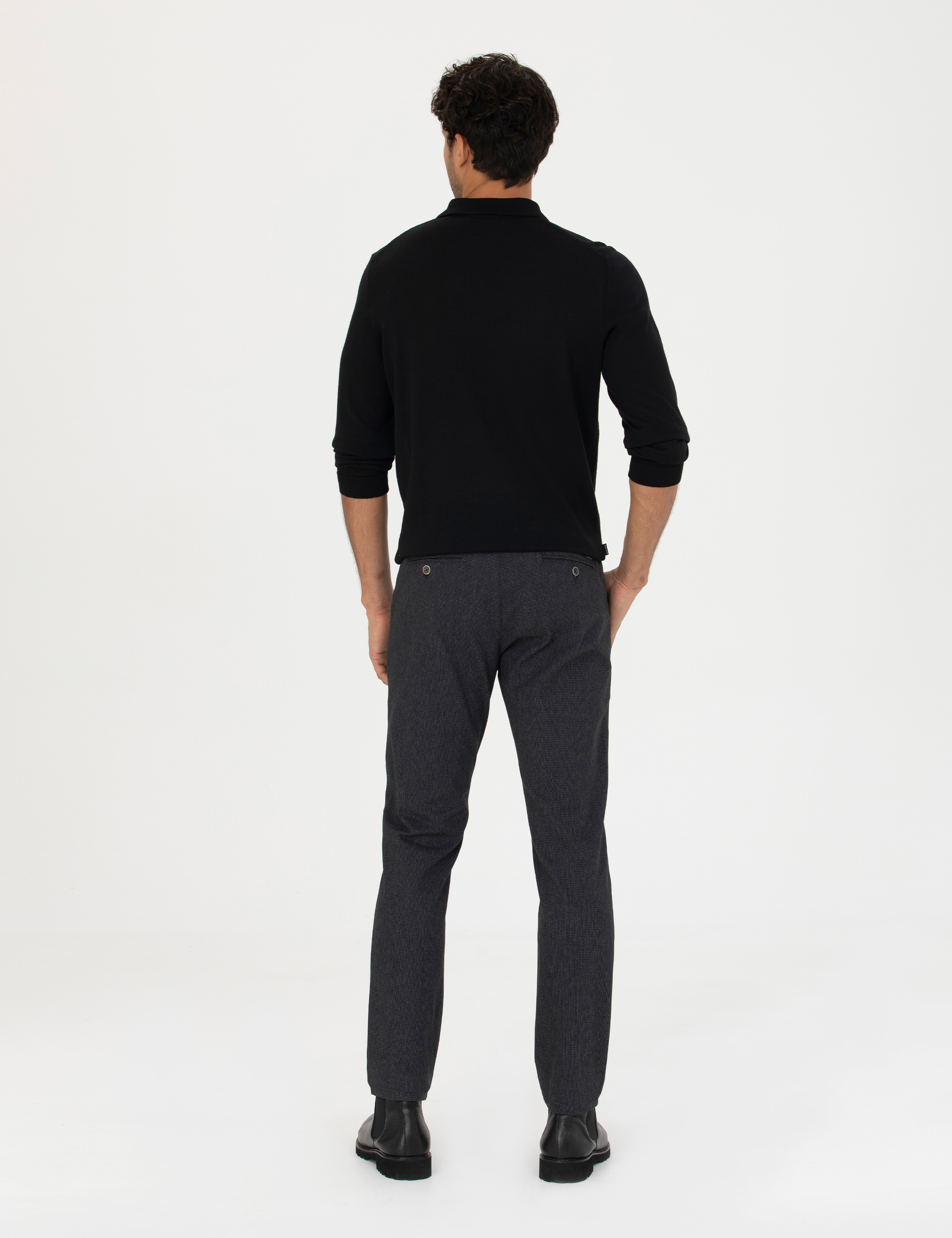 Siyah Slim Fit Kanvas Pantolon