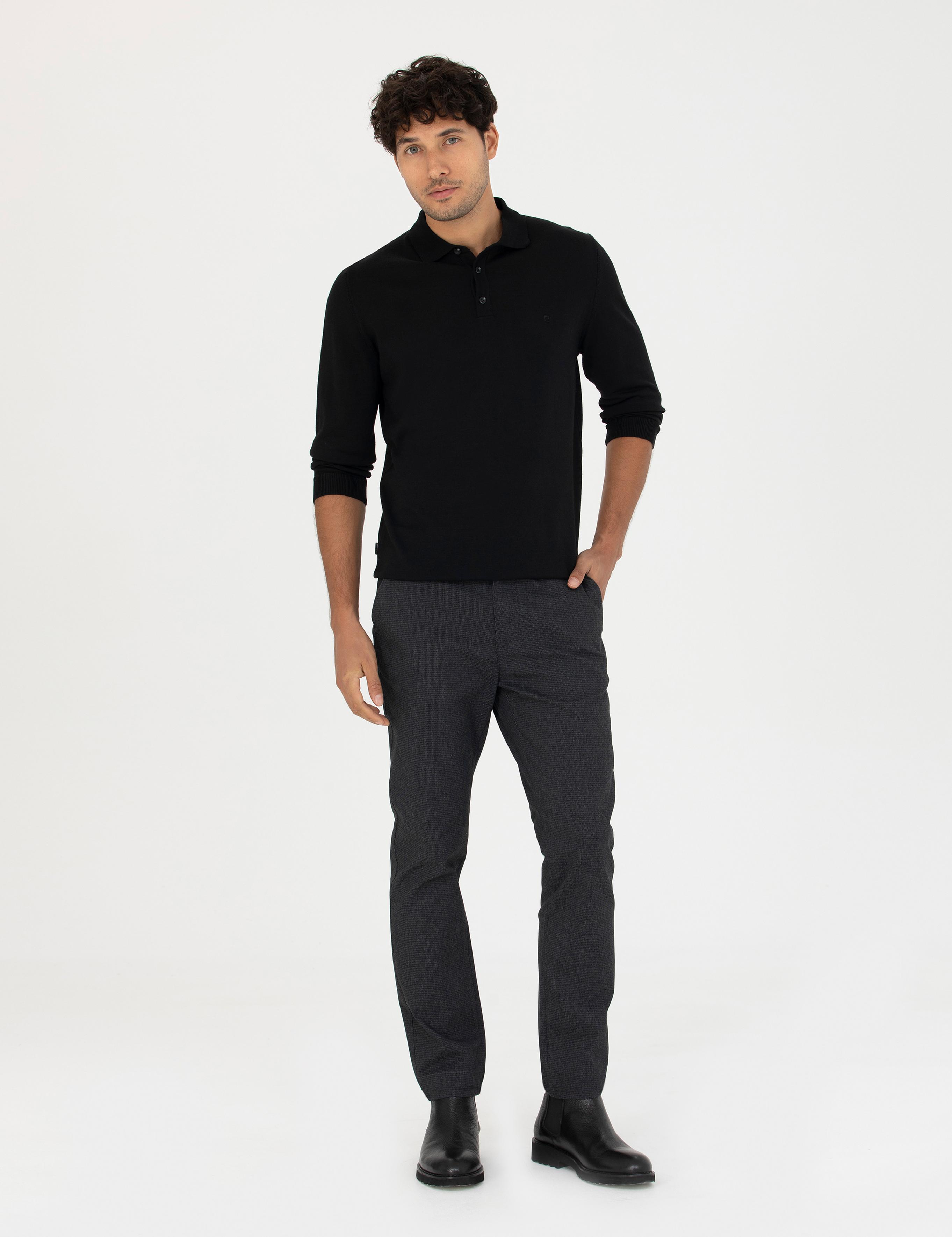 Siyah Slim Fit Kanvas Pantolon