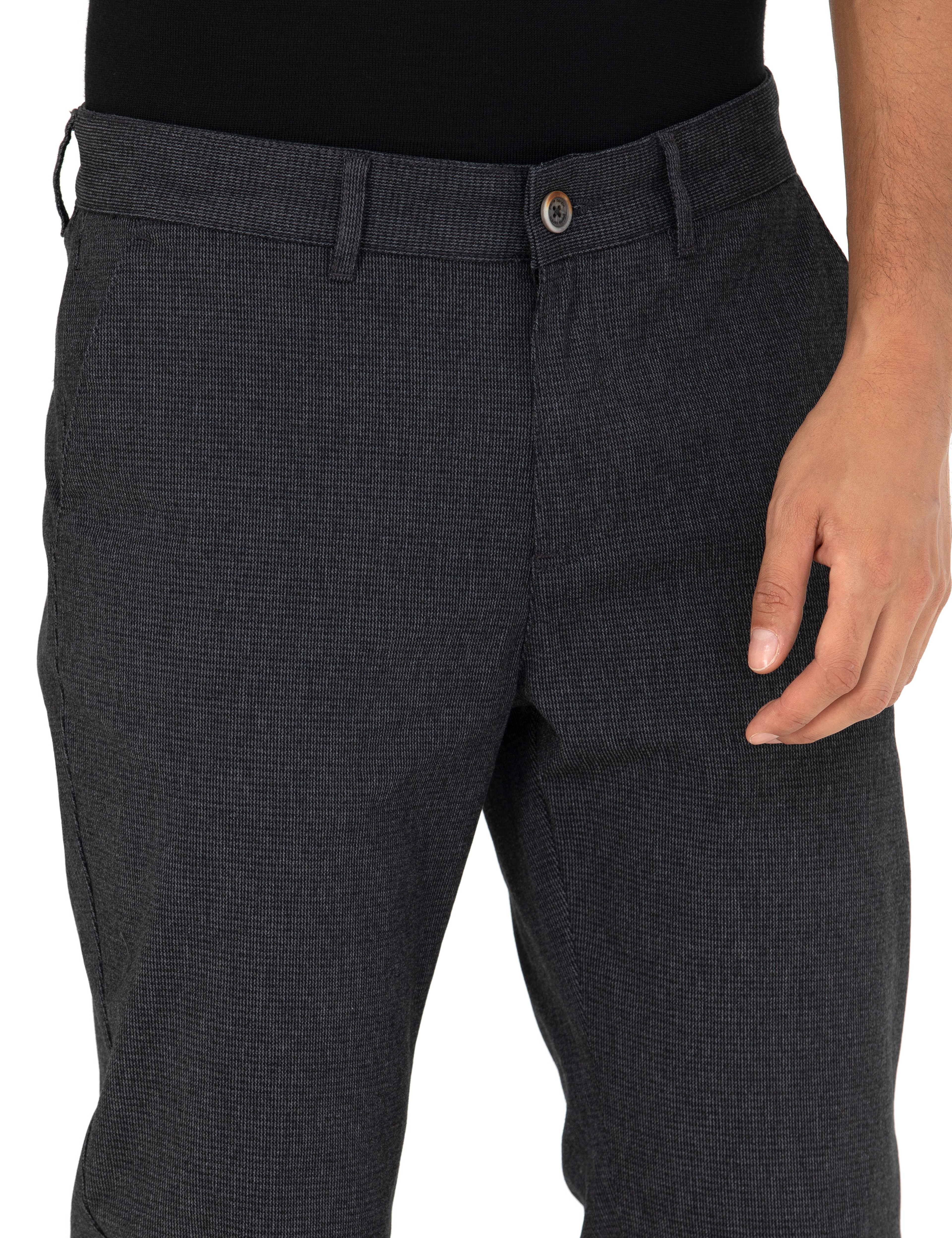 Siyah Slim Fit Kanvas Pantolon - Image 5