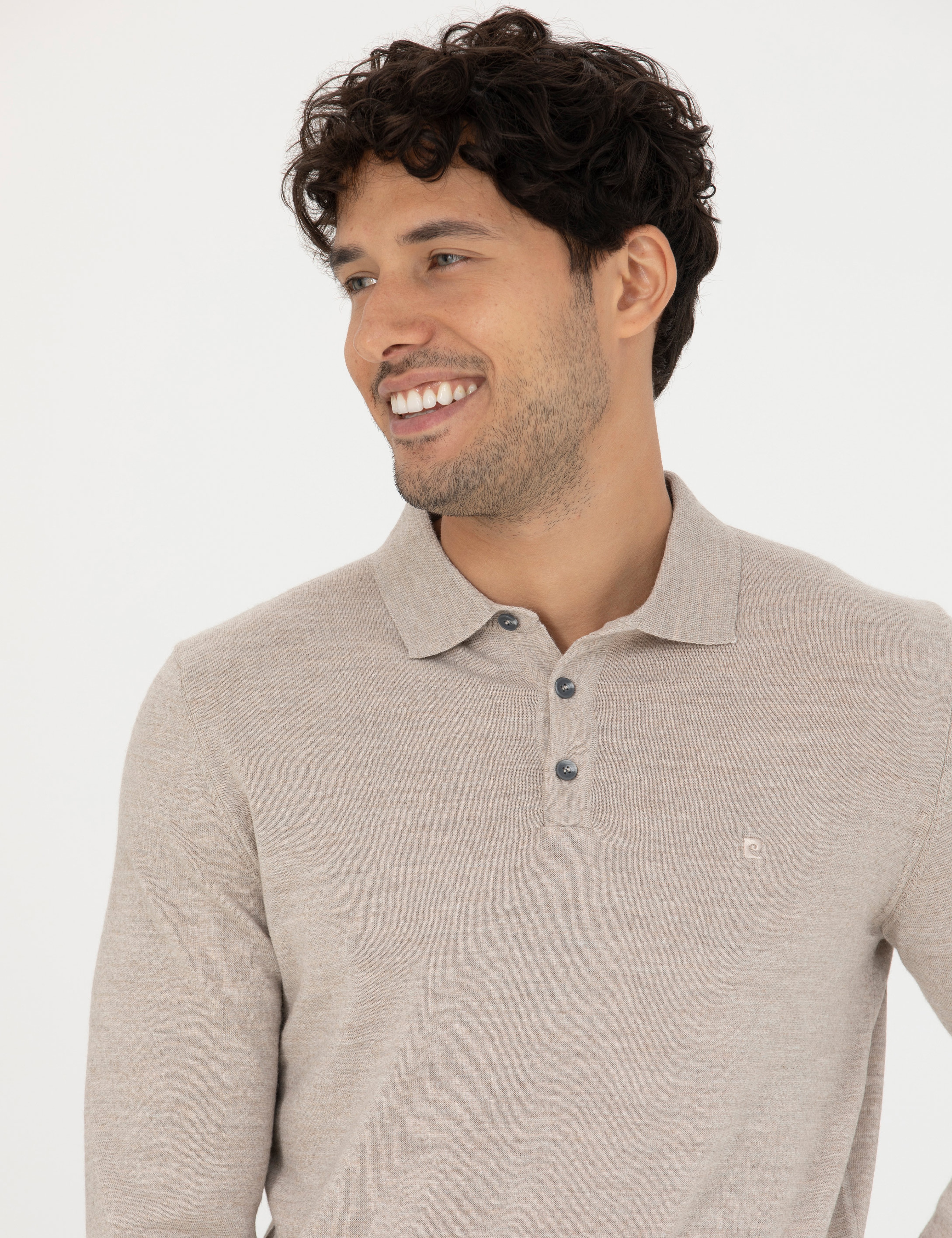 Taş Regular Fit Polo Yaka Yün Karışımlı Basic Triko Kazak - Image 2