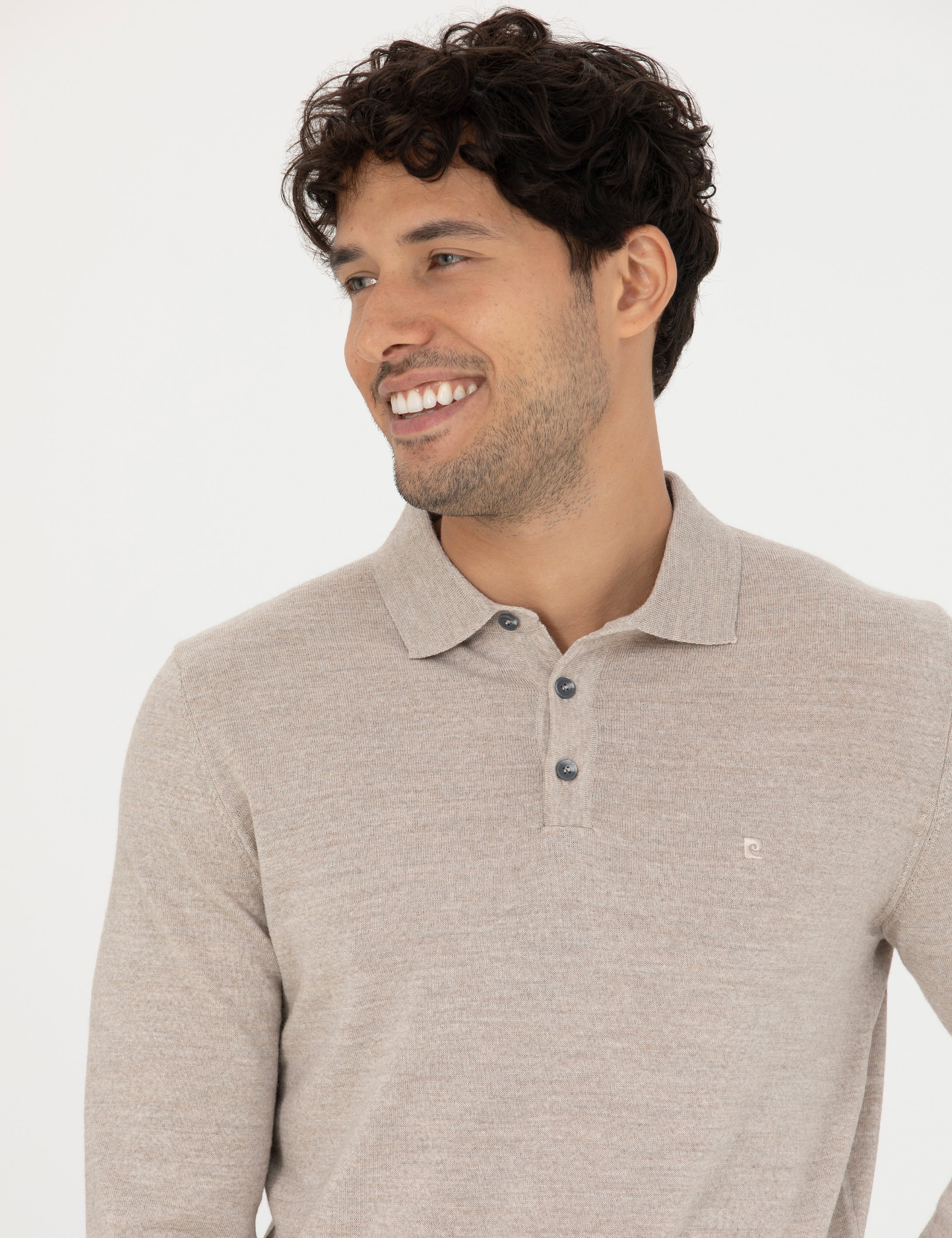 Taş Regular Fit Polo Yaka Yün Karışımlı Basic Triko Kazak