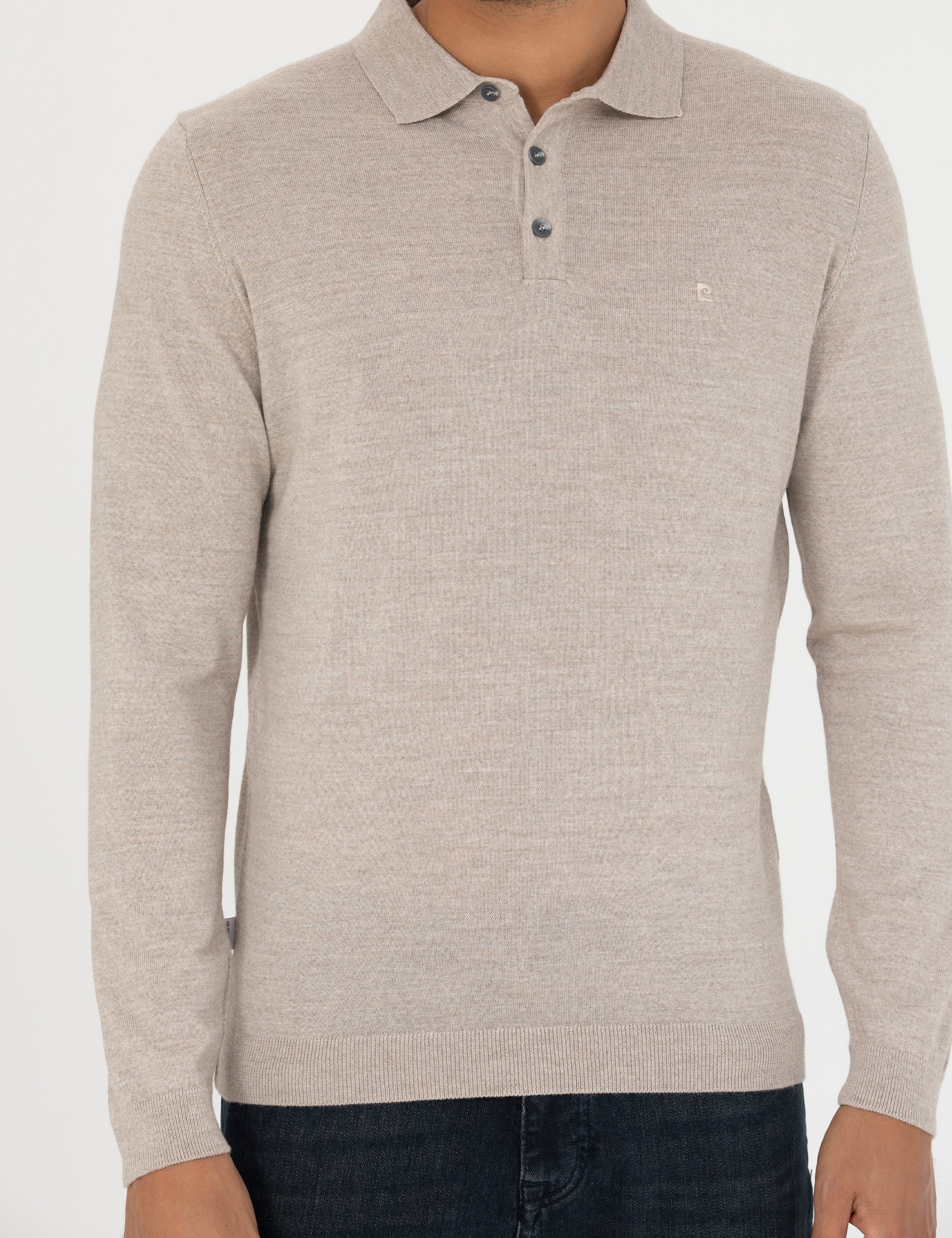 Taş Regular Fit Polo Yaka Yün Karışımlı Basic Triko Kazak - Image 6