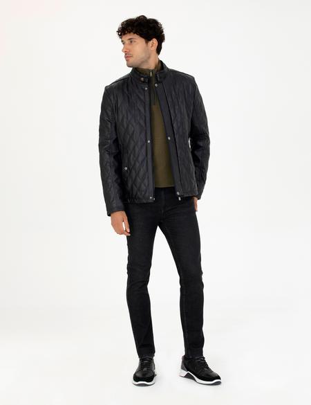 Lacivert Suni Deri Ceket - 50280282014