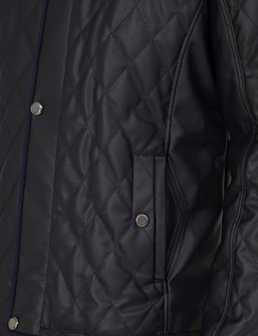 Lacivert Suni Deri Ceket