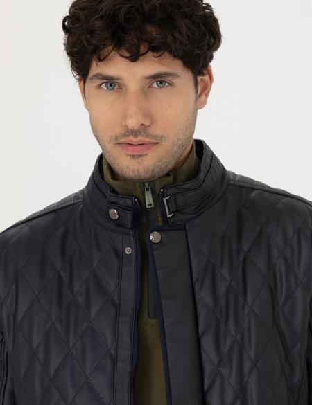 Lacivert Suni Deri Ceket - 50280282014