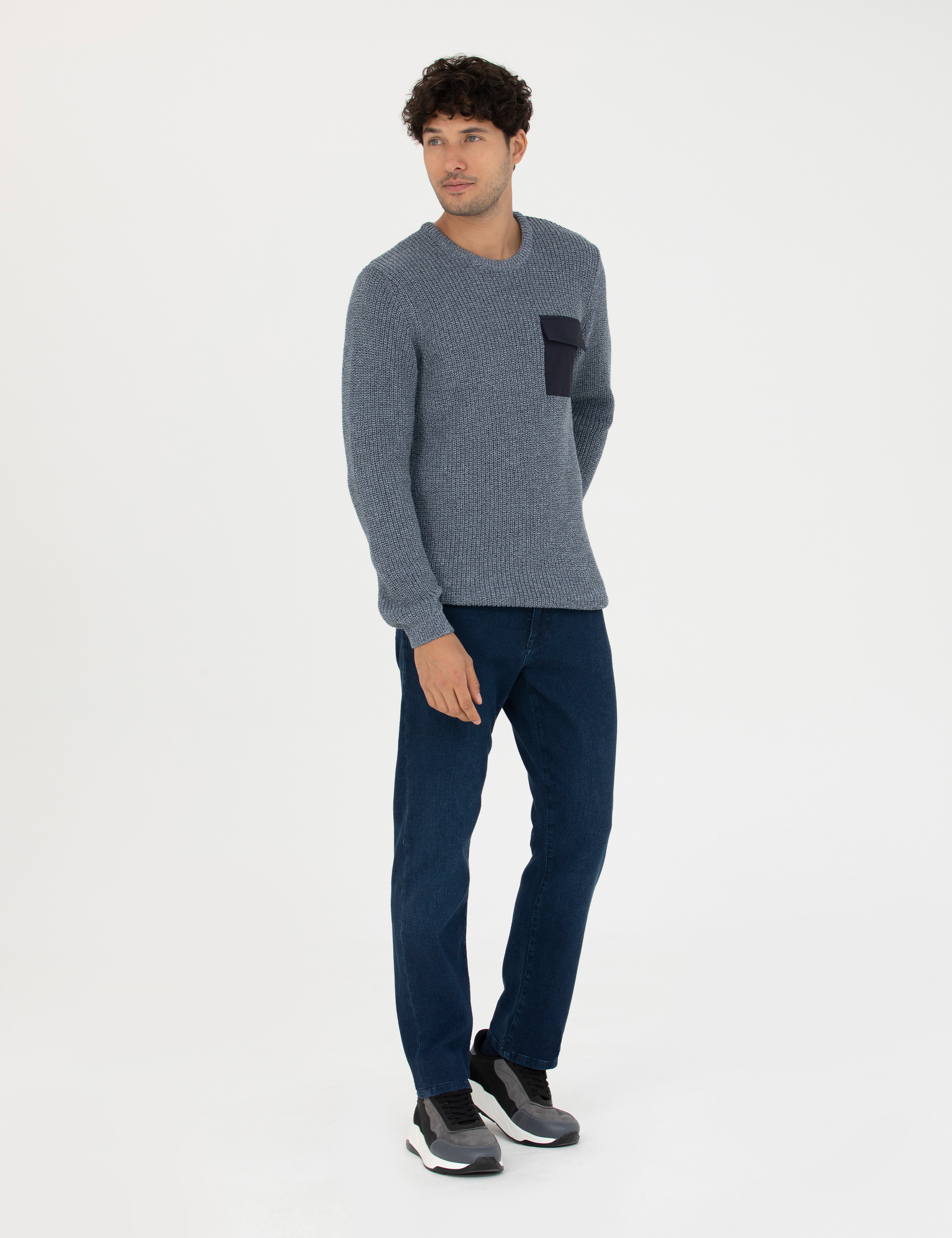 Lacivert Straight Fit Jean Pantolon - Image 3