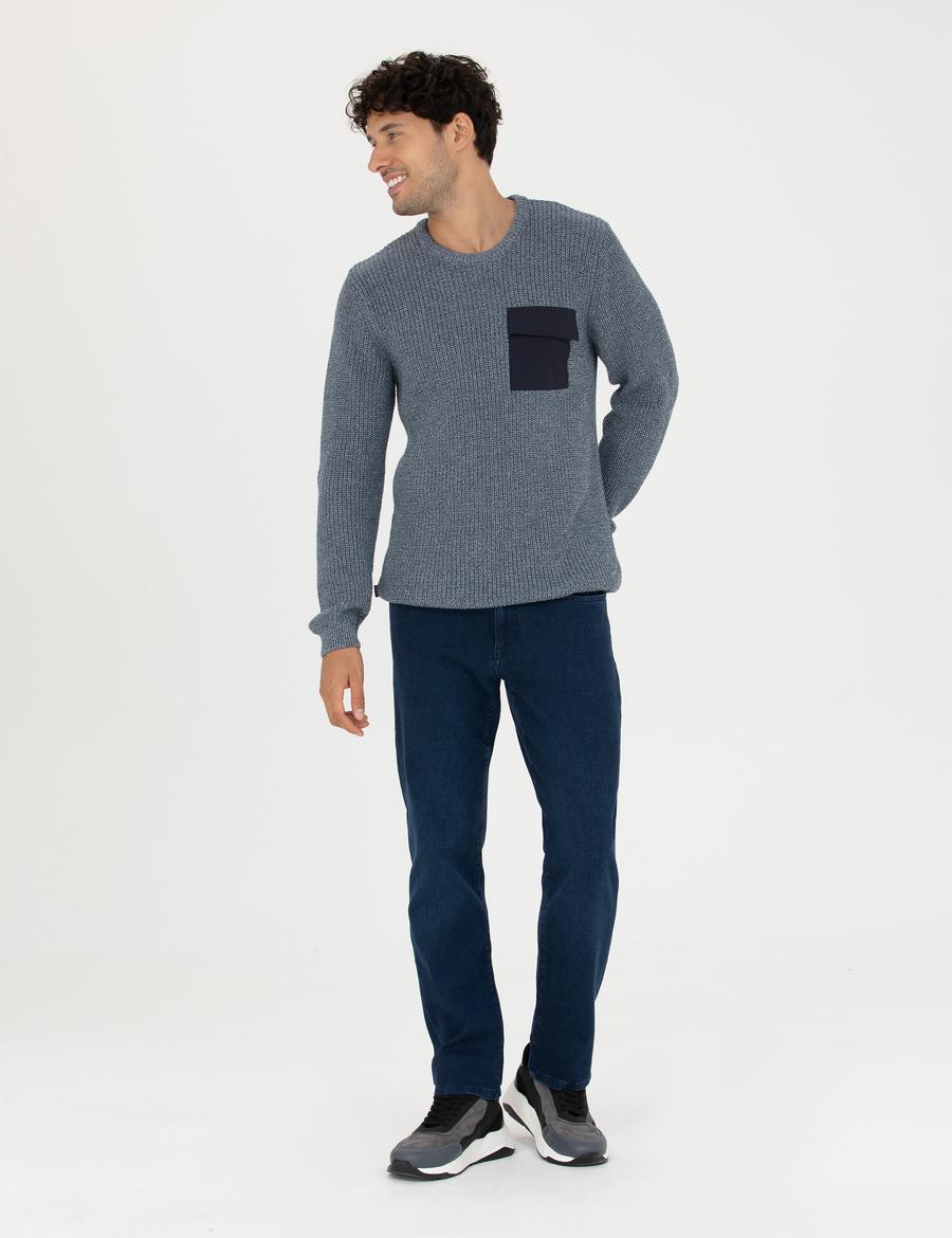 Lacivert Straight Fit Jean Pantolon