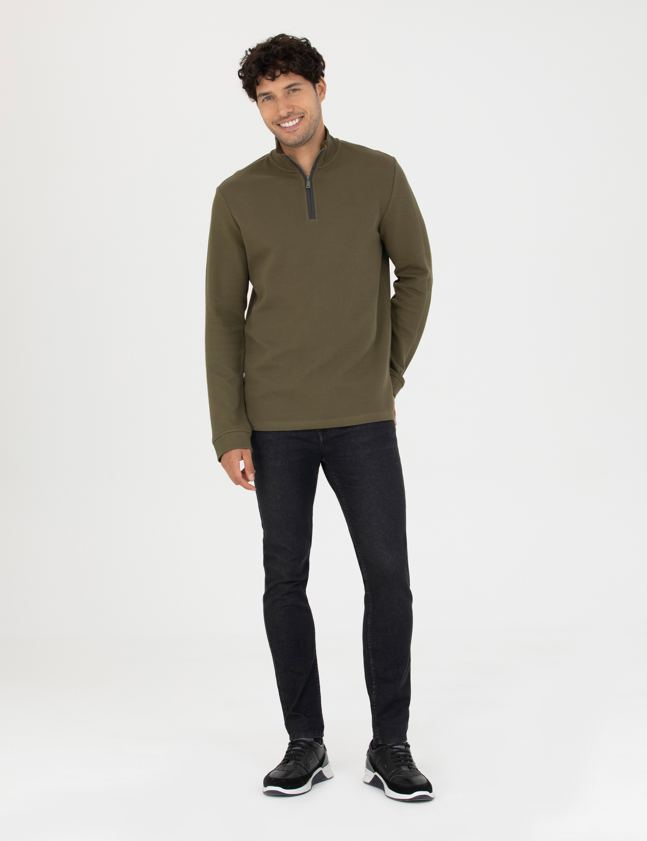 Pierre Cardin Haki Regular Fit Sweatshirt görsel 4