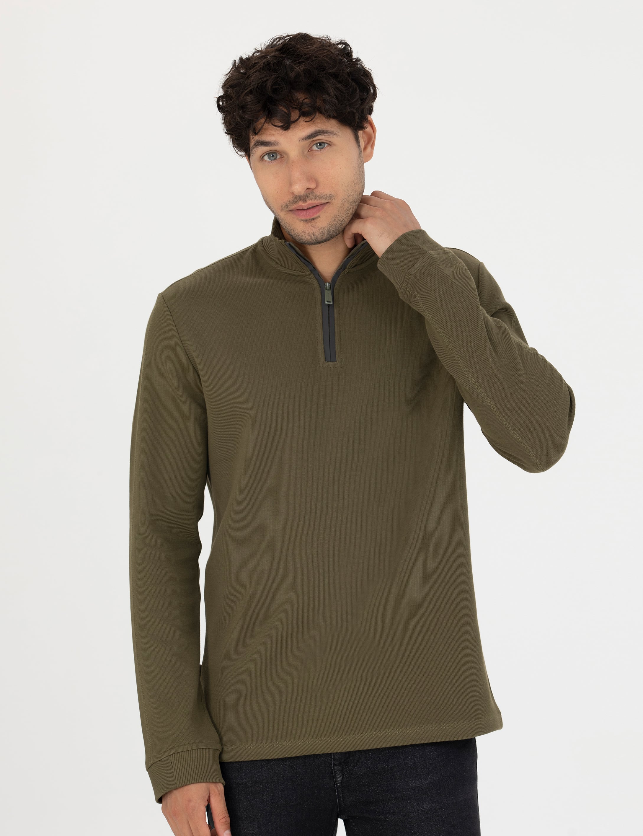 Pierre Cardin Haki Regular Fit Sweatshirt görsel 3