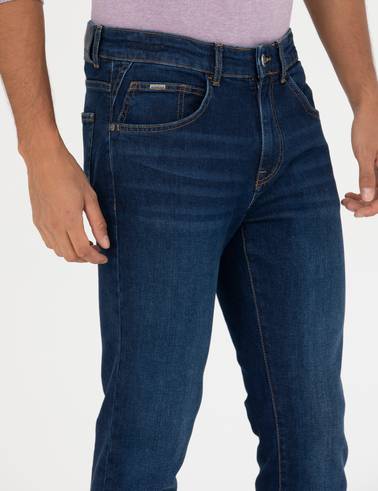 Lacivert Slim Fit Jean Pantolon