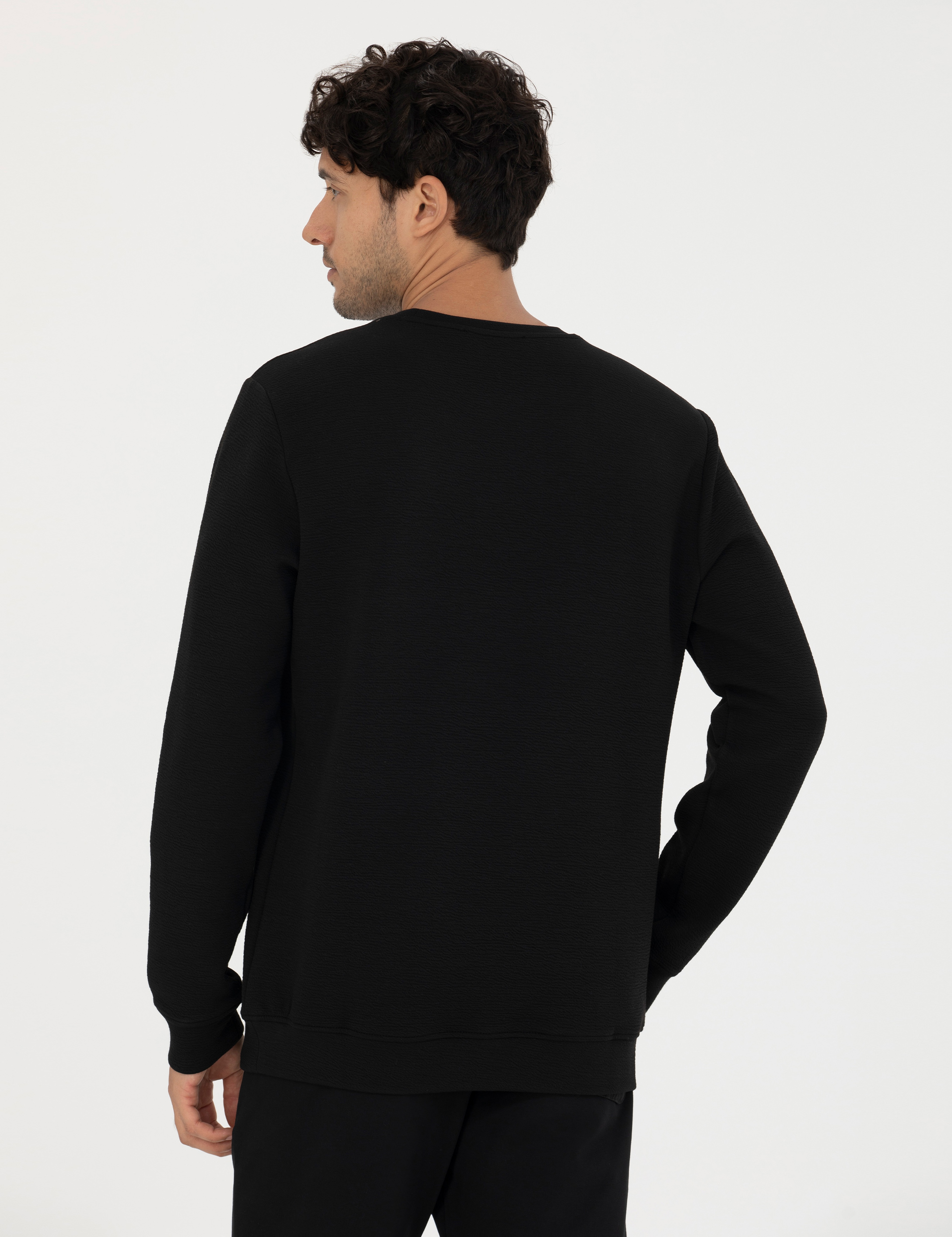 Siyah Regular Fit Sweatshirt - Image 5