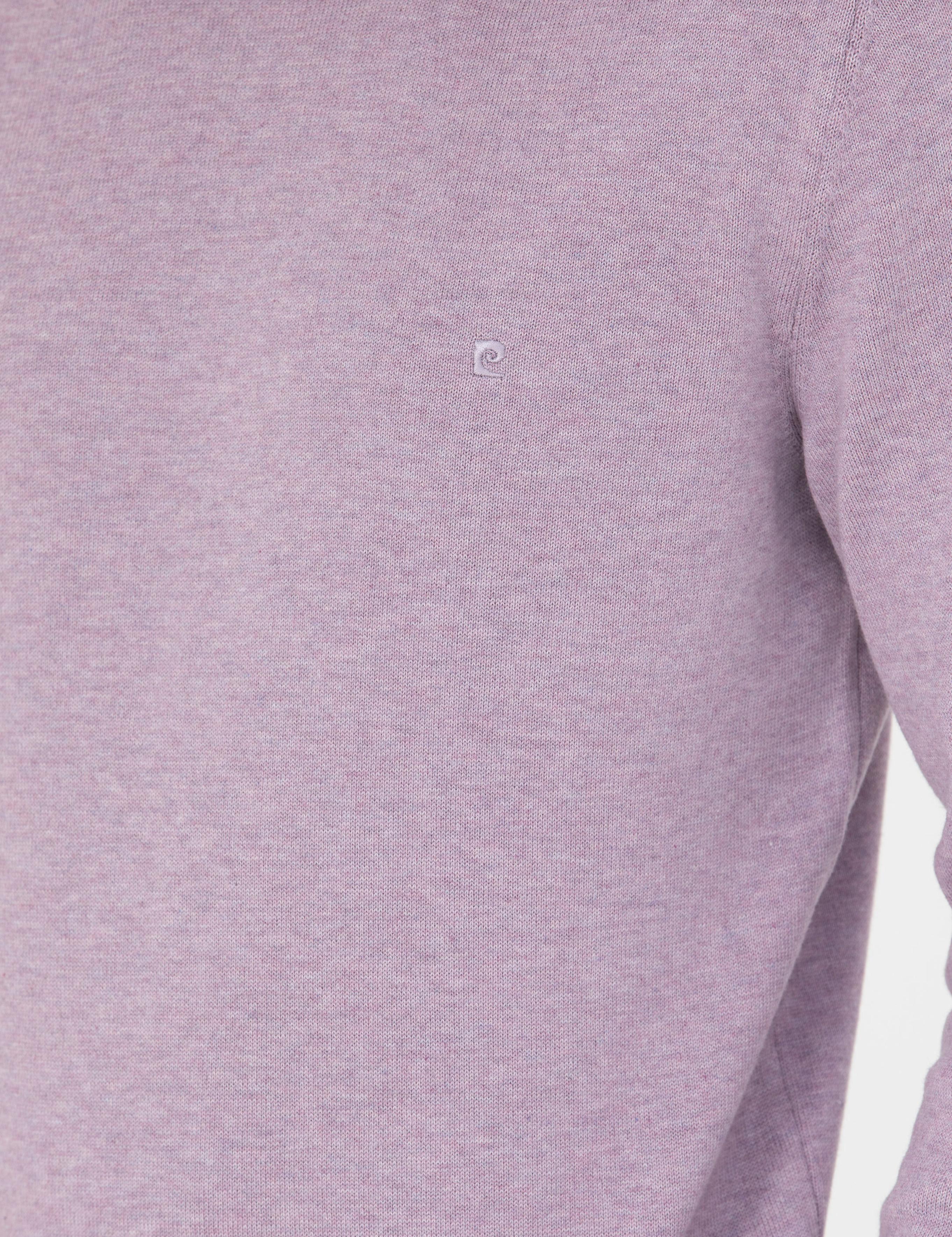 Koyu Lila Slim Fit Çeyrek Yaka Basic Triko Kazak