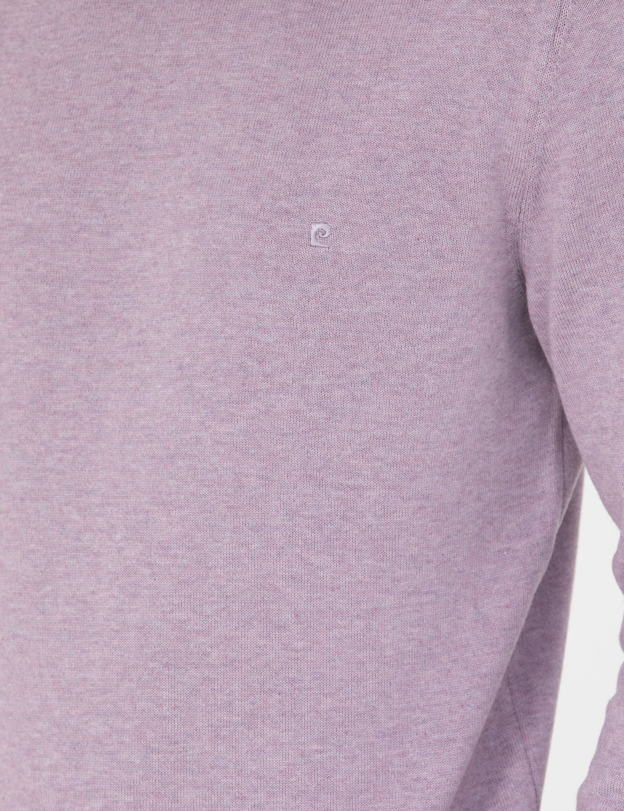 Koyu Lila Slim Fit Çeyrek Yaka Basic Triko Kazak - Image 7