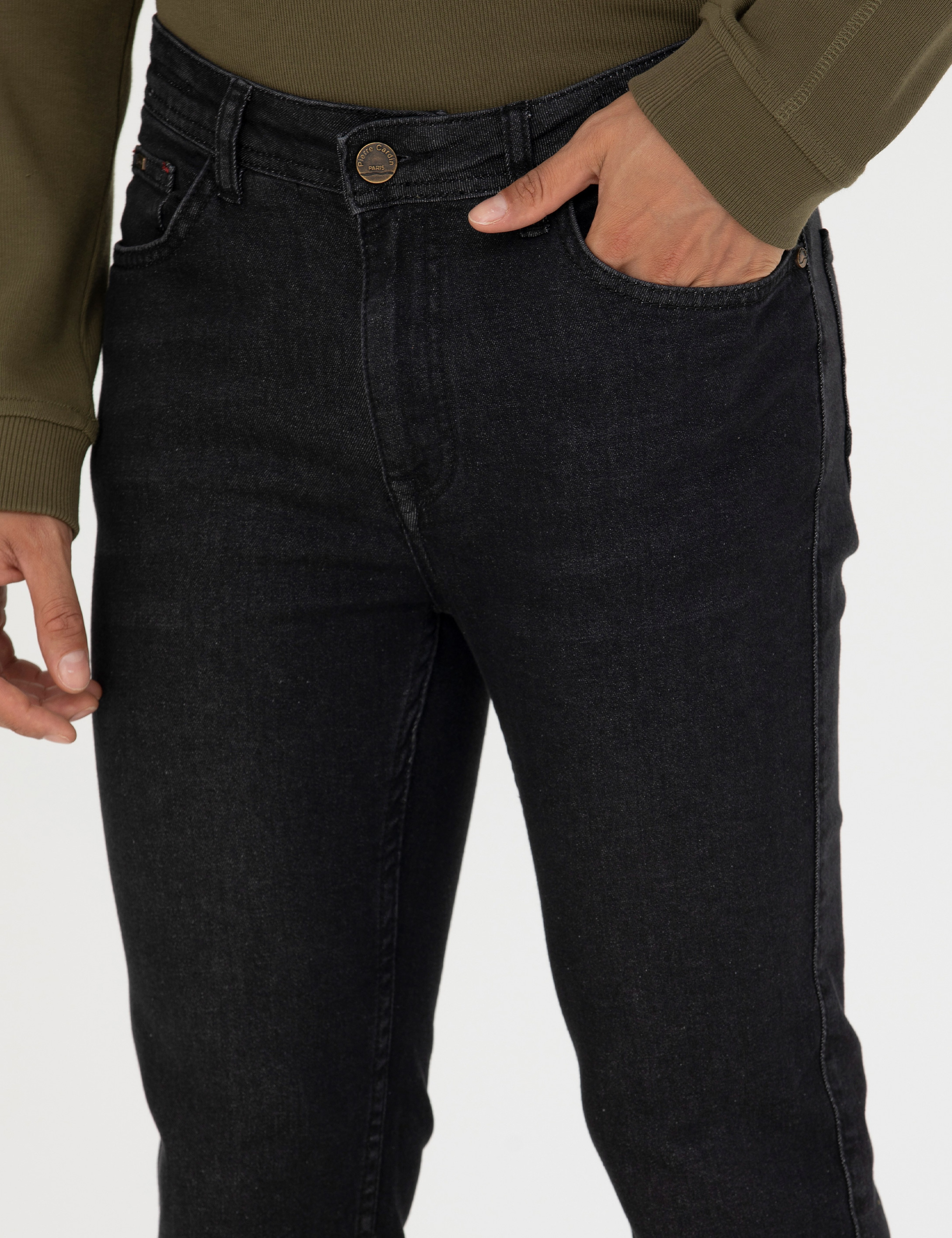 Siyah Slim Fit Jean Pantolon - Image 6