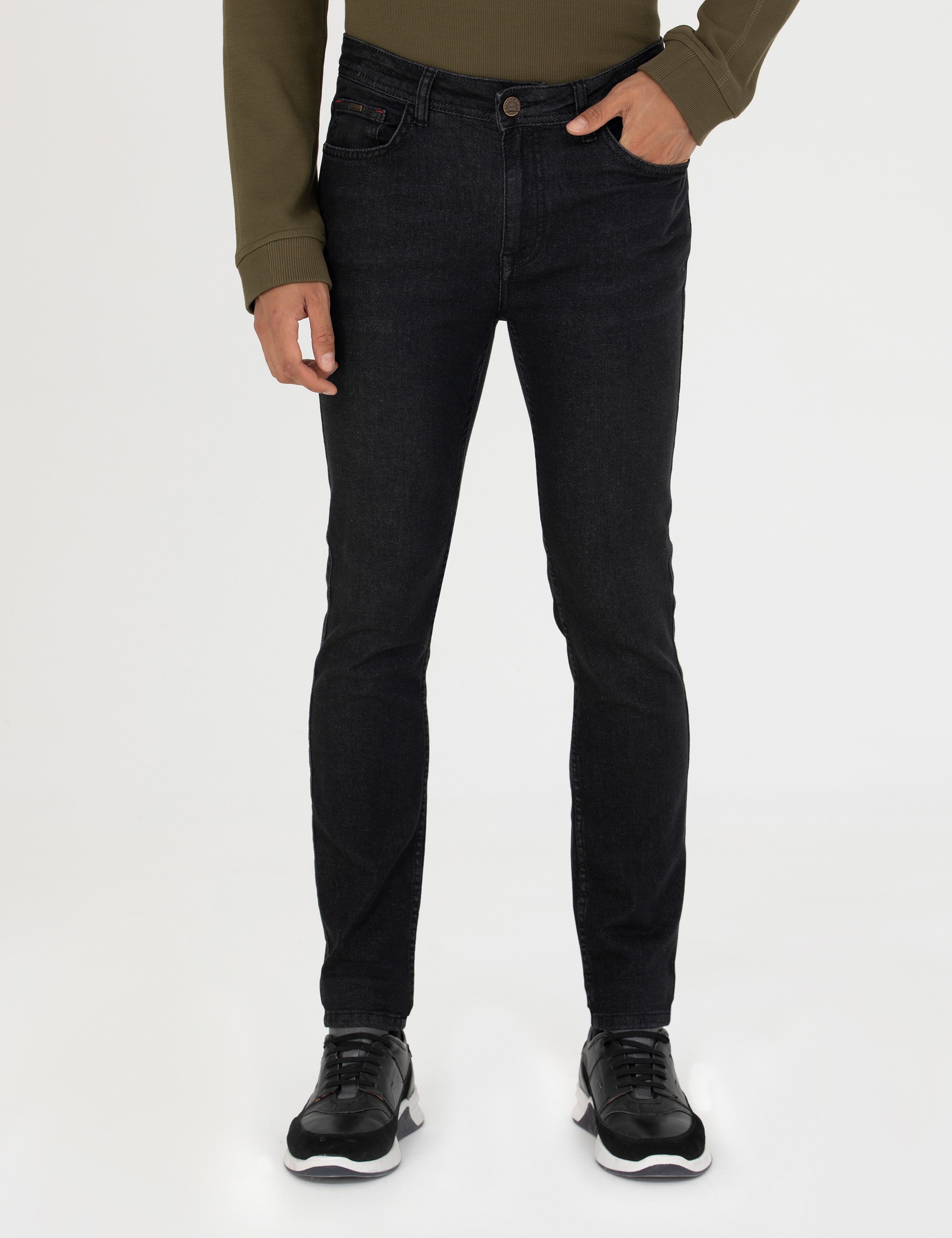 Siyah Slim Fit Jean Pantolon - Image 2