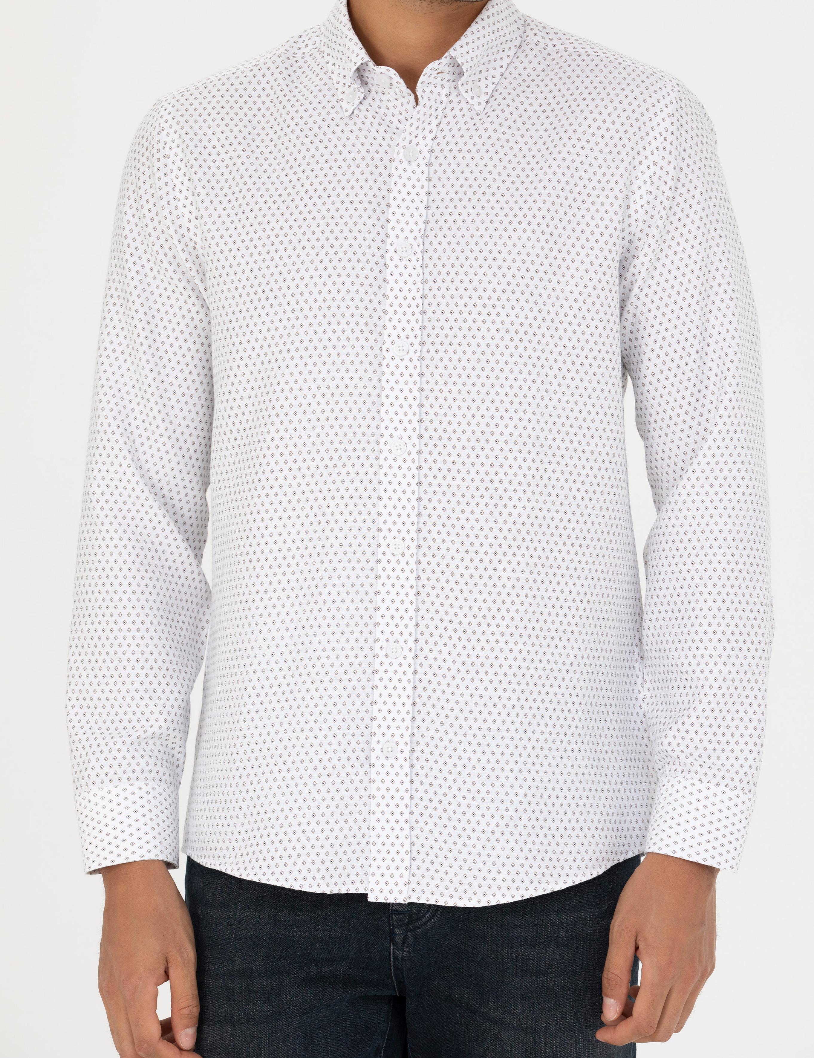 Beyaz Slim Fit Uzun Kollu Gömlek