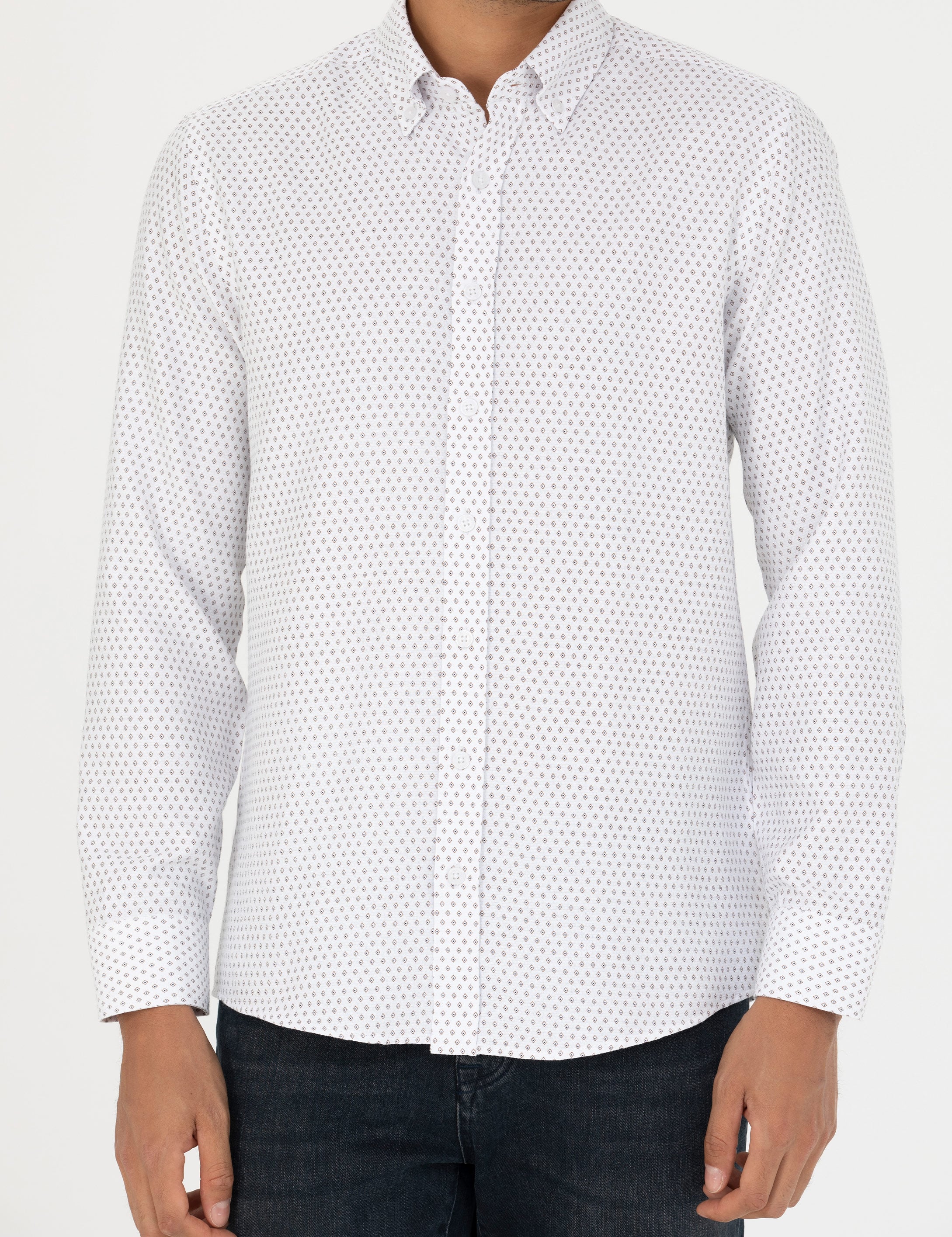 Beyaz Slim Fit Uzun Kollu Gömlek - Image 6