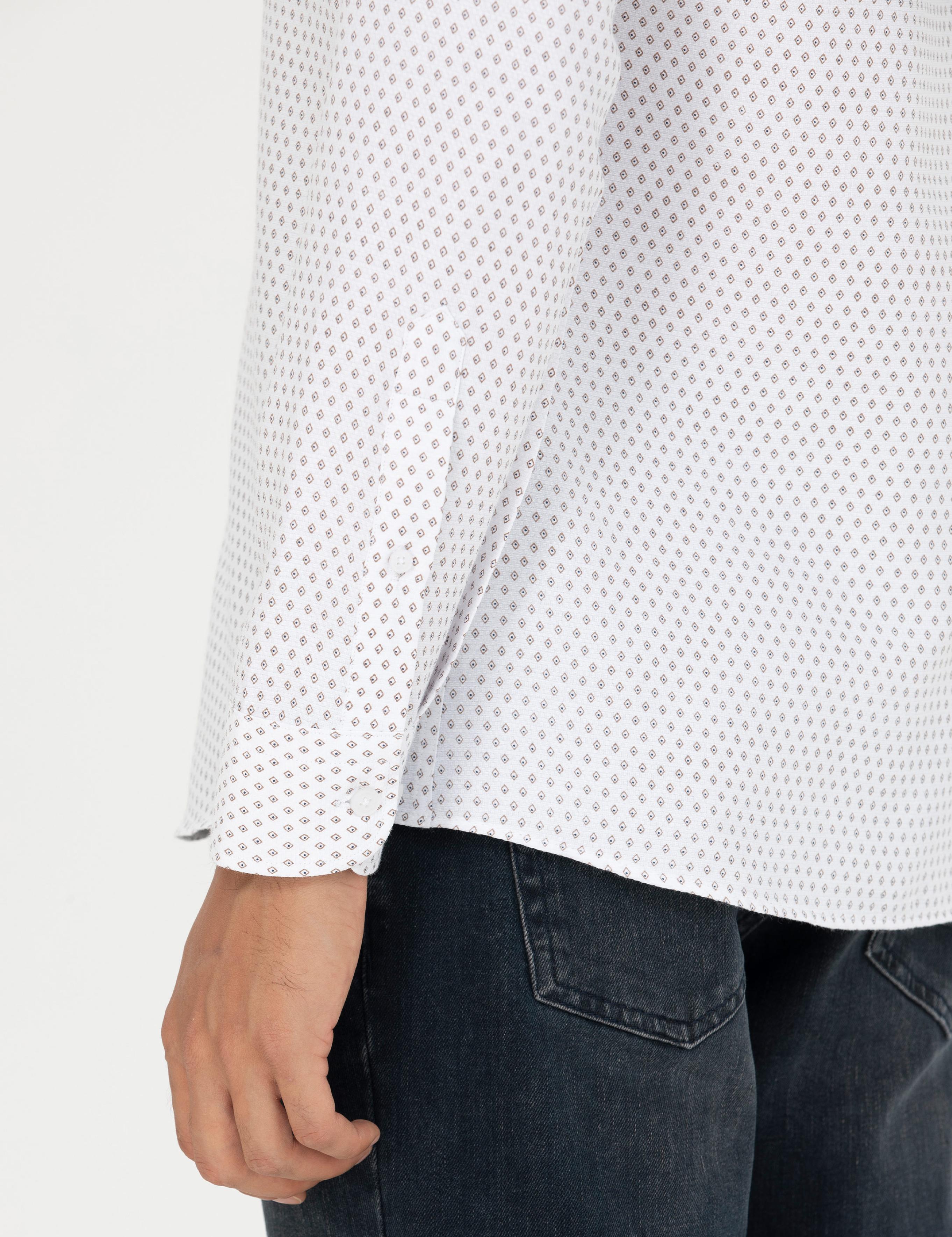 Beyaz Slim Fit Uzun Kollu Gömlek